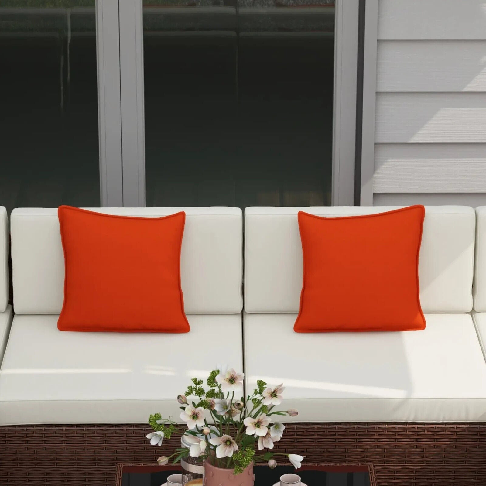 7 Piece Rattan Garden Furniture Set Corner Sofa with Cushions and Glass Table - Home and Garden Furniture Shop - rustic - furniture