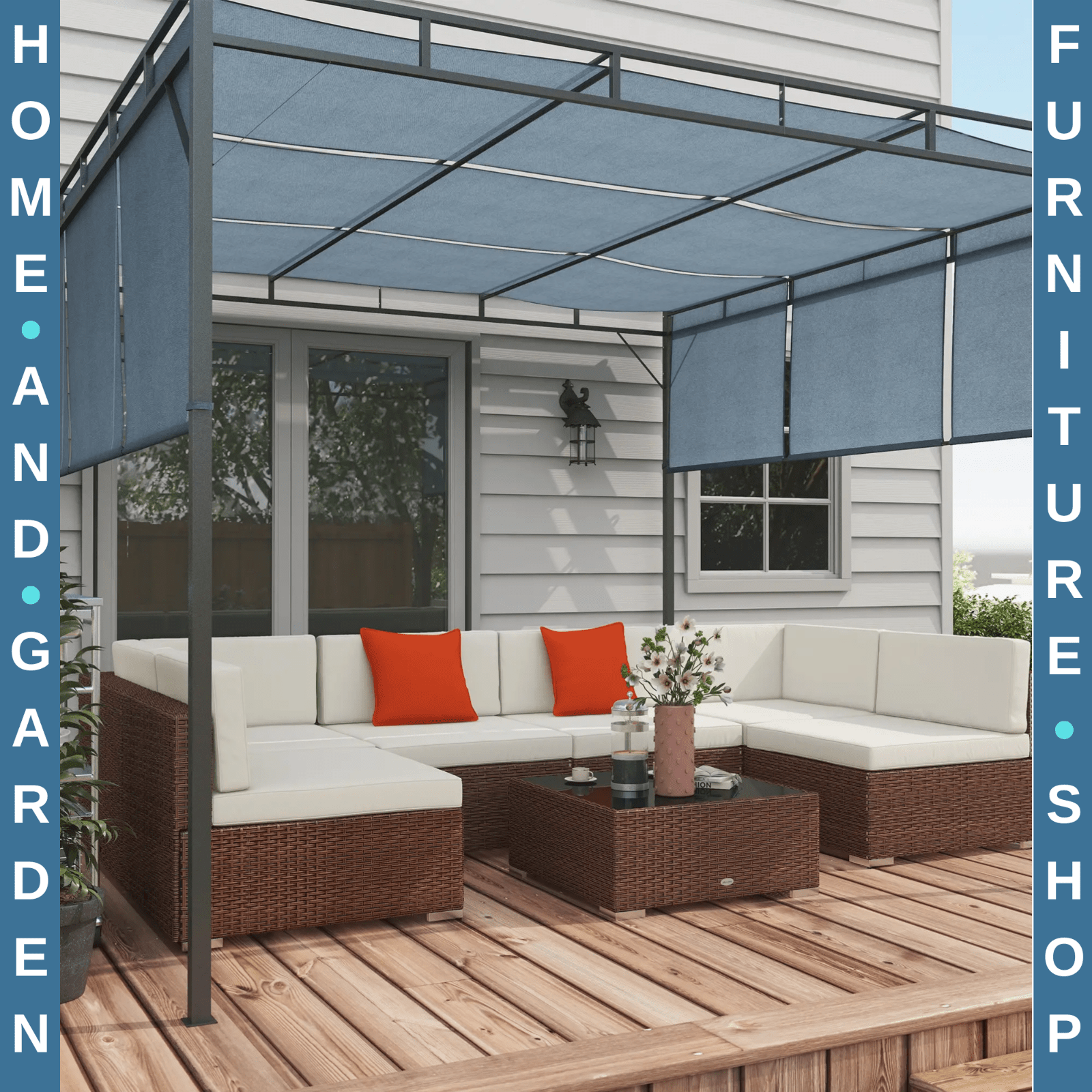 7 Piece Rattan Garden Furniture Set Corner Sofa with Cushions and Glass Table - Home and Garden Furniture Shop - rustic - furniture