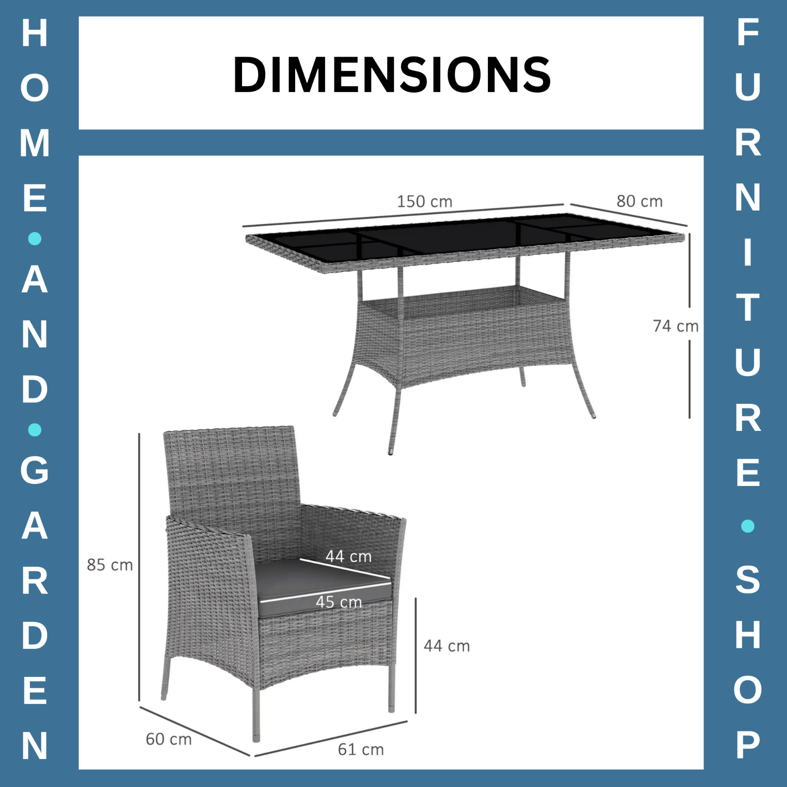 7 Piece Rattan Garden Furniture Set with Cushions 6 Seater Dining Table & Chairs - Home and Garden Furniture Shop - rustic - furniture