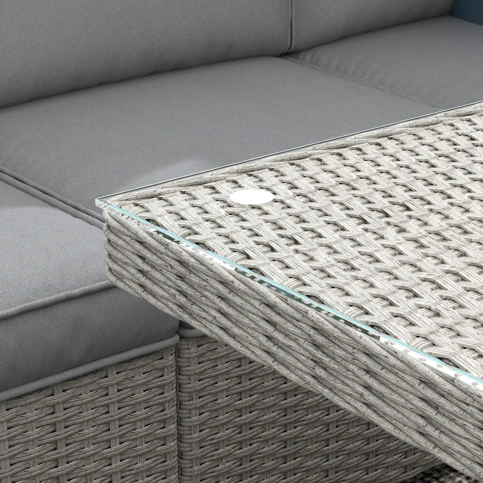 7 Piece Rattan Garden Furniture Set with Fire Pit Table Corner Sofa & Footstools - Home and Garden Furniture Shop - rustic - furniture