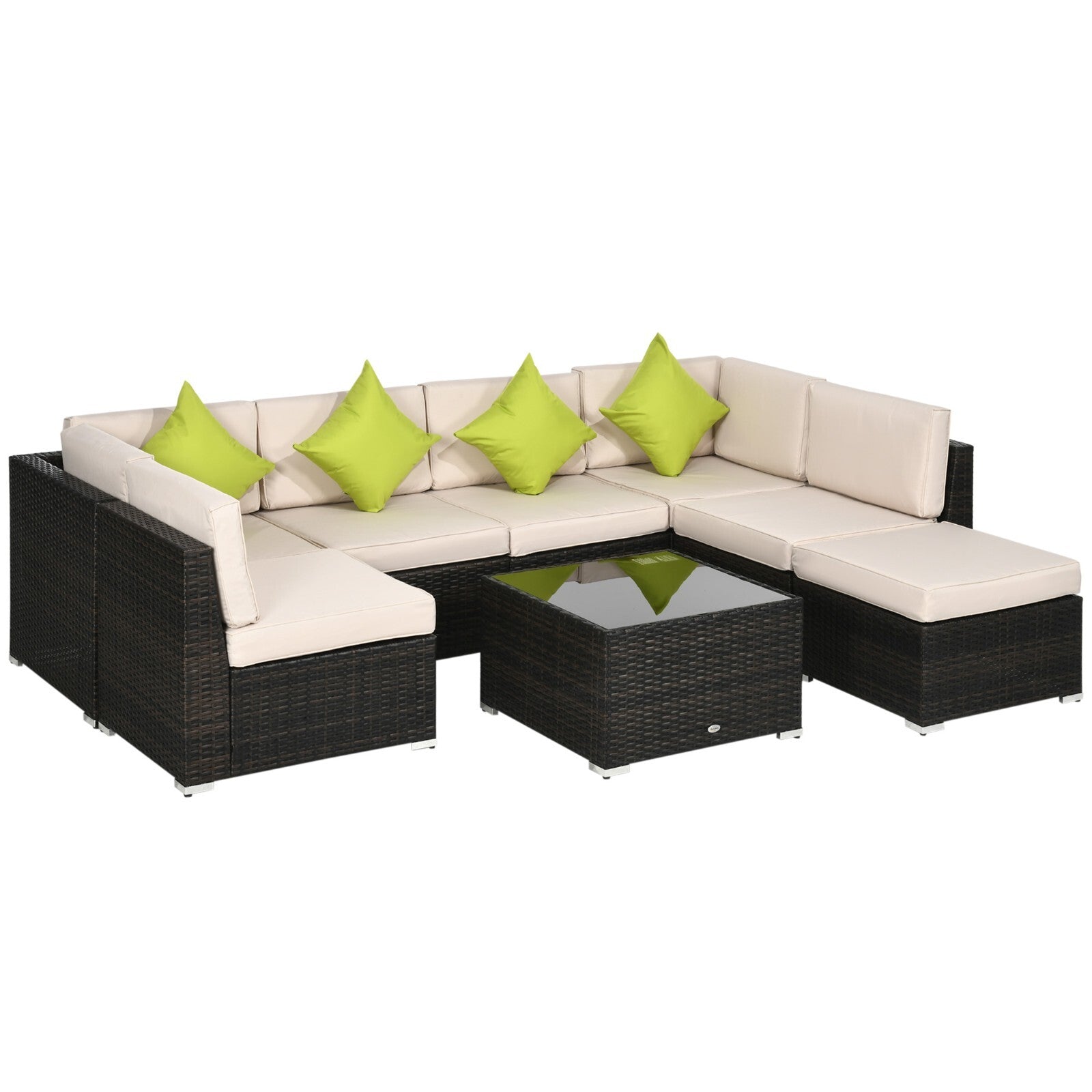 7 - Seater PE Rattan Corner Sofa Set Garden Furniture with Cushion Glass Top Table - Home and Garden Furniture Shop - rustic - furniture