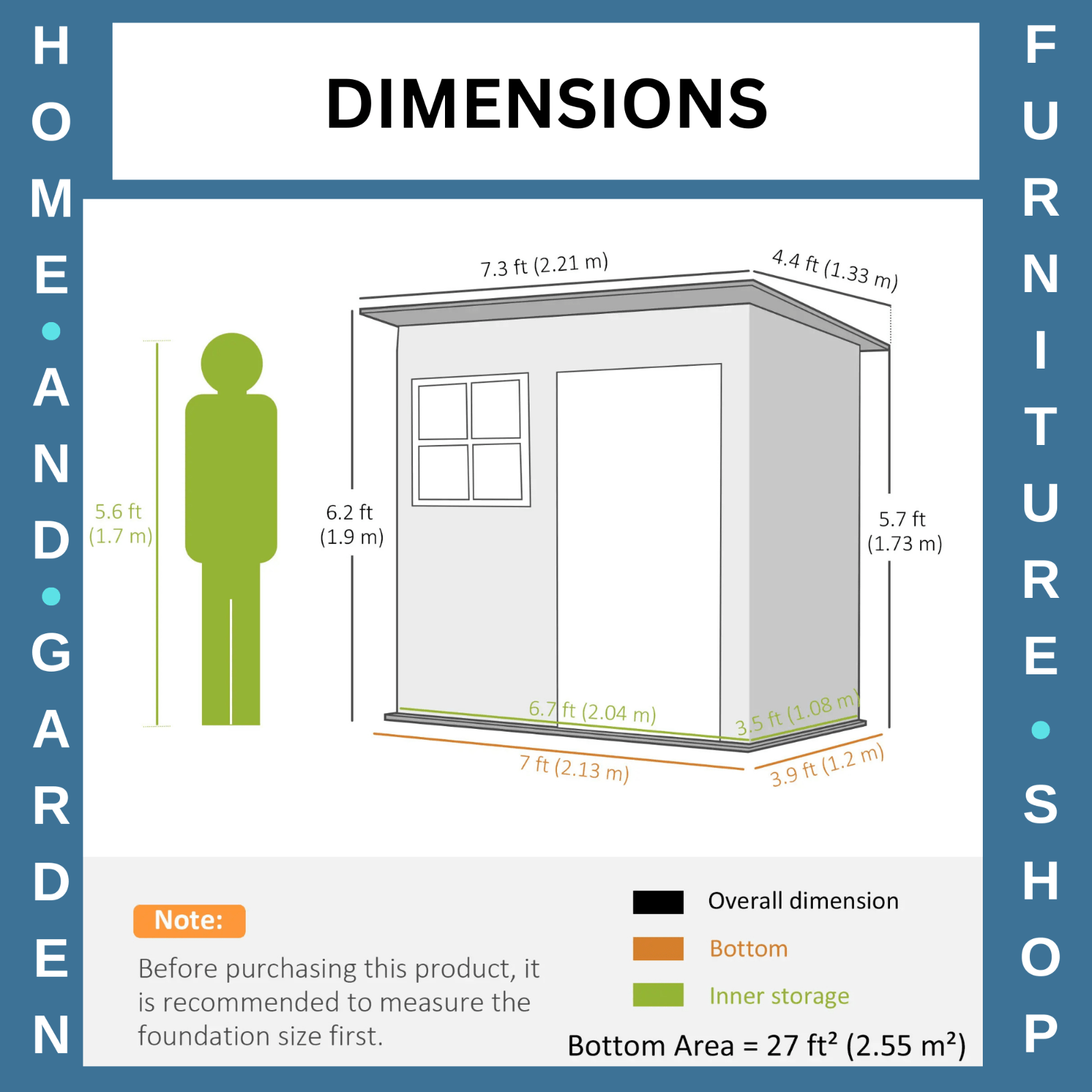 7 x 4ft Galvanised Steel Garden Shed with Foundation Kit Window Green Tool Shed - Home and Garden Furniture Shop - rustic - furniture