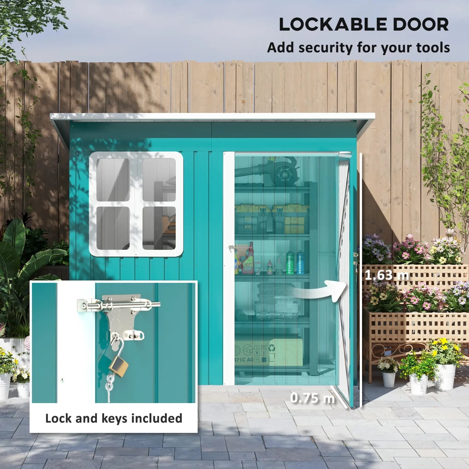 7 x 4ft Galvanised Steel Garden Shed with Foundation Kit Window Green Tool Shed - Home and Garden Furniture Shop - rustic - furniture