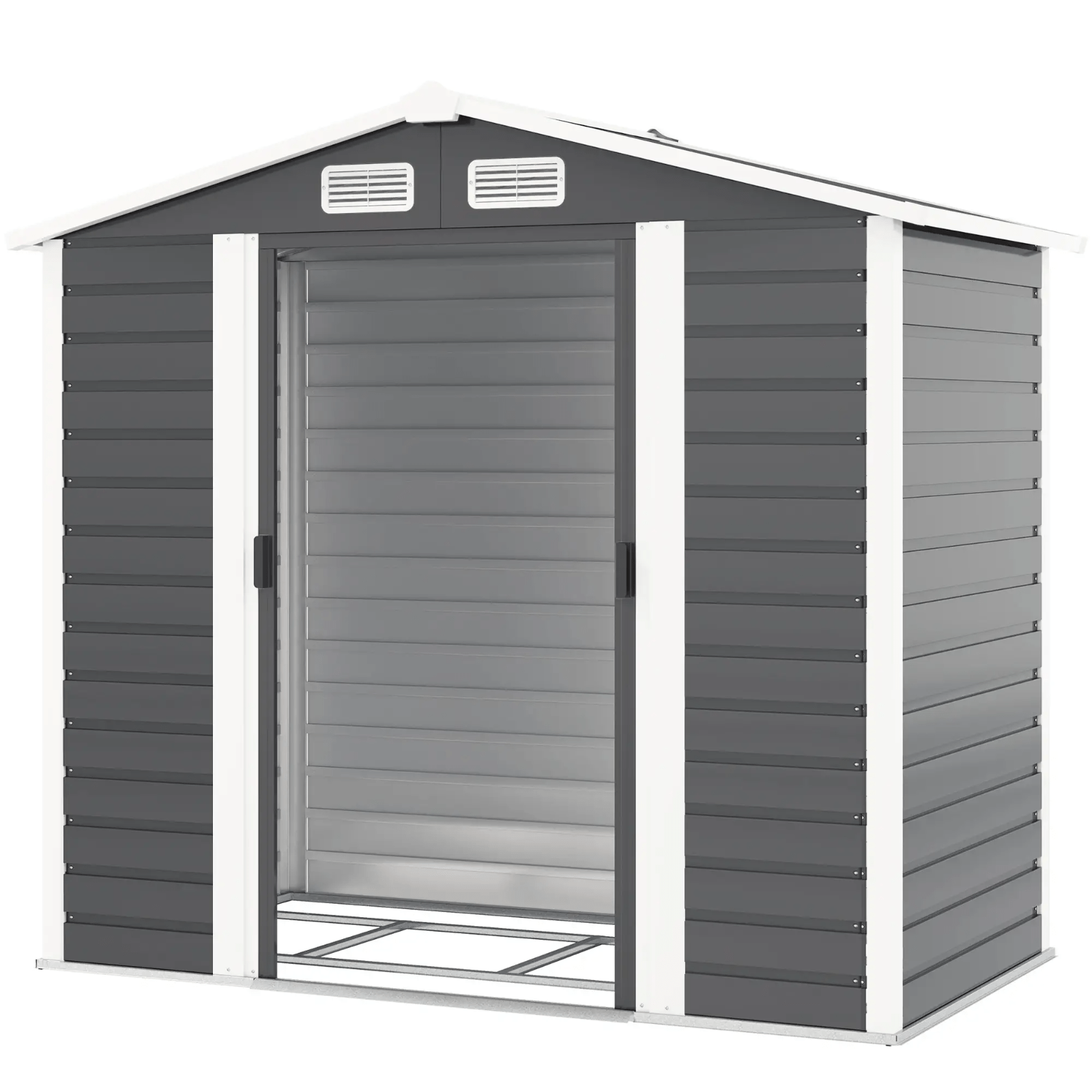 7 x 4ft Heavy Duty Metal Shed with Lock Grey Garden Shed All Seasons Tool Shed - Home and Garden Furniture Shop - #rustic - furniture#
