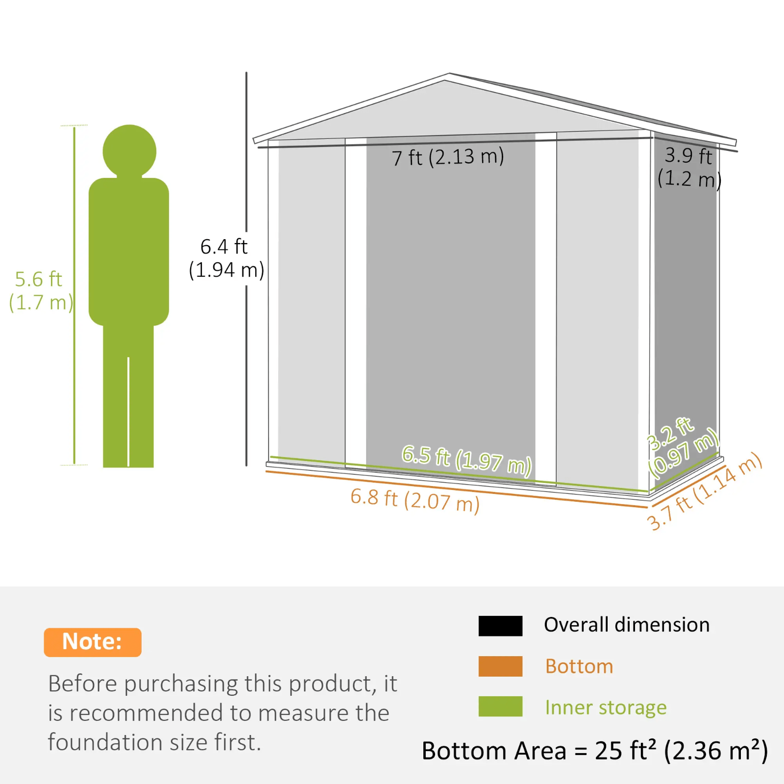 7 x 4ft Heavy Duty Metal Shed with Lock Grey Garden Shed All Seasons Tool Shed - Home and Garden Furniture Shop - rustic - furniture