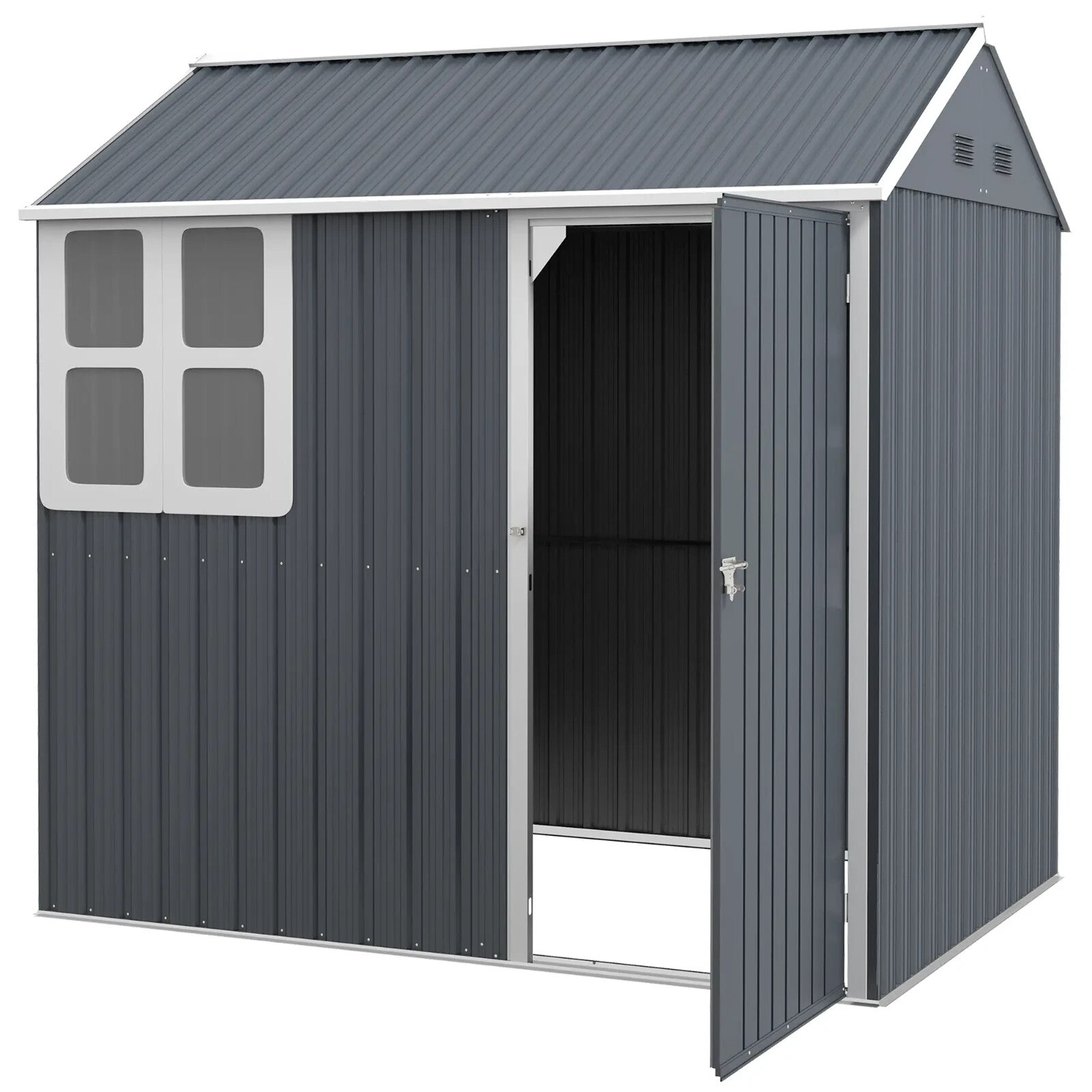 7 x 6 ft Metal Garden Shed Outdoor Tool Storage Shed Door Window Grey Patio Shed - Home and Garden Furniture Shop - rustic - furniture