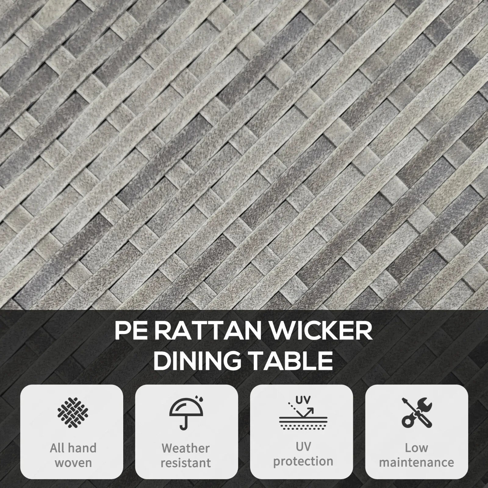 70cm x 73cm Four - Person Wood - Effect Rattan Garden Outdoor Dining Table - Grey - Home and Garden Furniture Shop - rustic - furniture