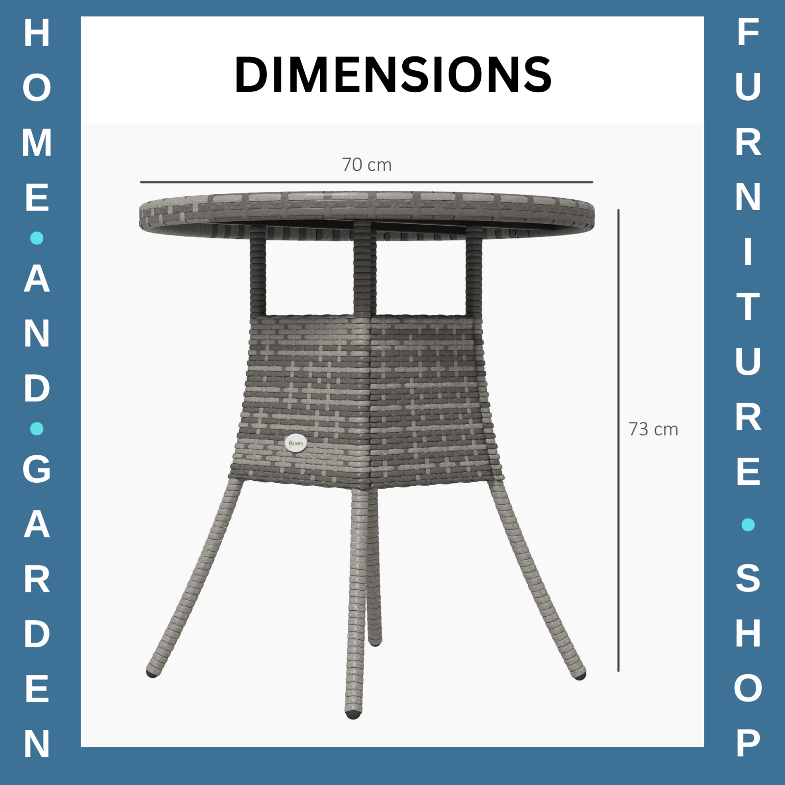 70cm x 73cm Four - Person Wood - Effect Rattan Garden Outdoor Dining Table - Grey - Home and Garden Furniture Shop - rustic - furniture