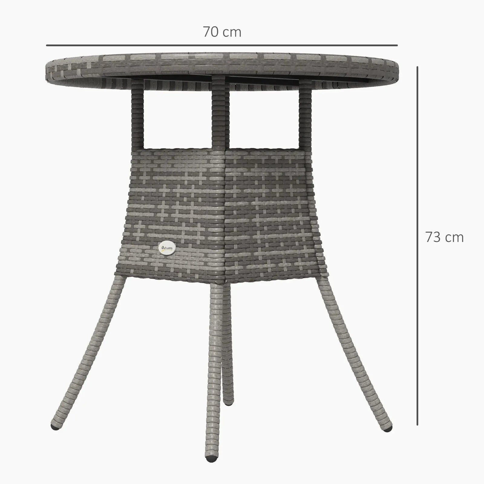 70cm x 73cm Four - Person Wood - Effect Rattan Garden Outdoor Dining Table - Grey - Home and Garden Furniture Shop - rustic - furniture