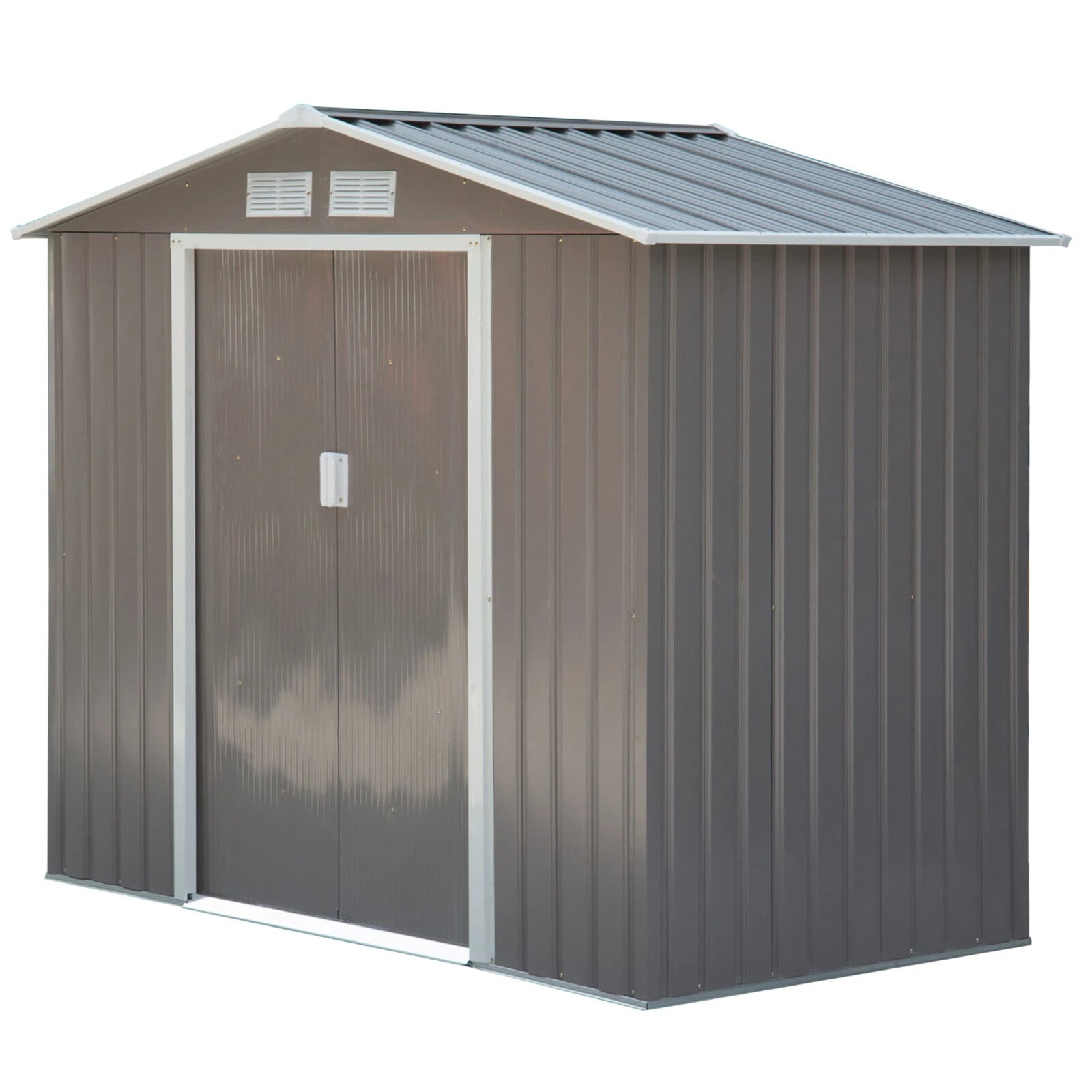 7ft x 4ft Metal Garden Storage Shed Lockable Outdoor Storage w/ Vents for Tools - Home and Garden Furniture Shop - rustic - furniture