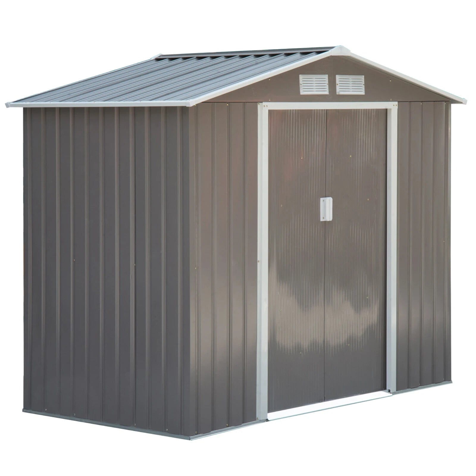 7ft x 4ft Metal Garden Storage Shed Lockable Outdoor Storage w/ Vents for Tools - Home and Garden Furniture Shop - rustic - furniture