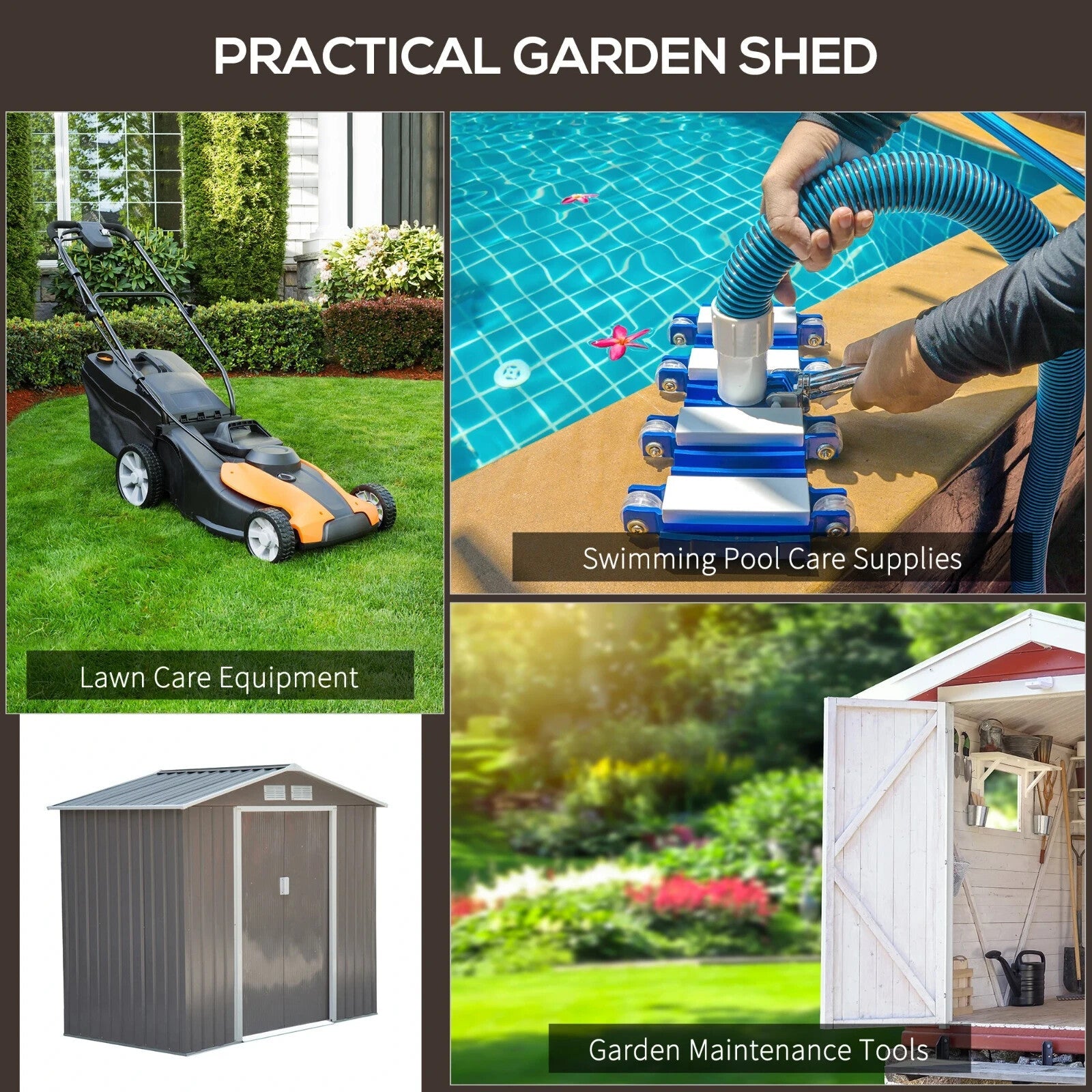 7ft x 4ft Metal Garden Storage Shed Lockable Outdoor Storage w/ Vents for Tools - Home and Garden Furniture Shop - rustic - furniture