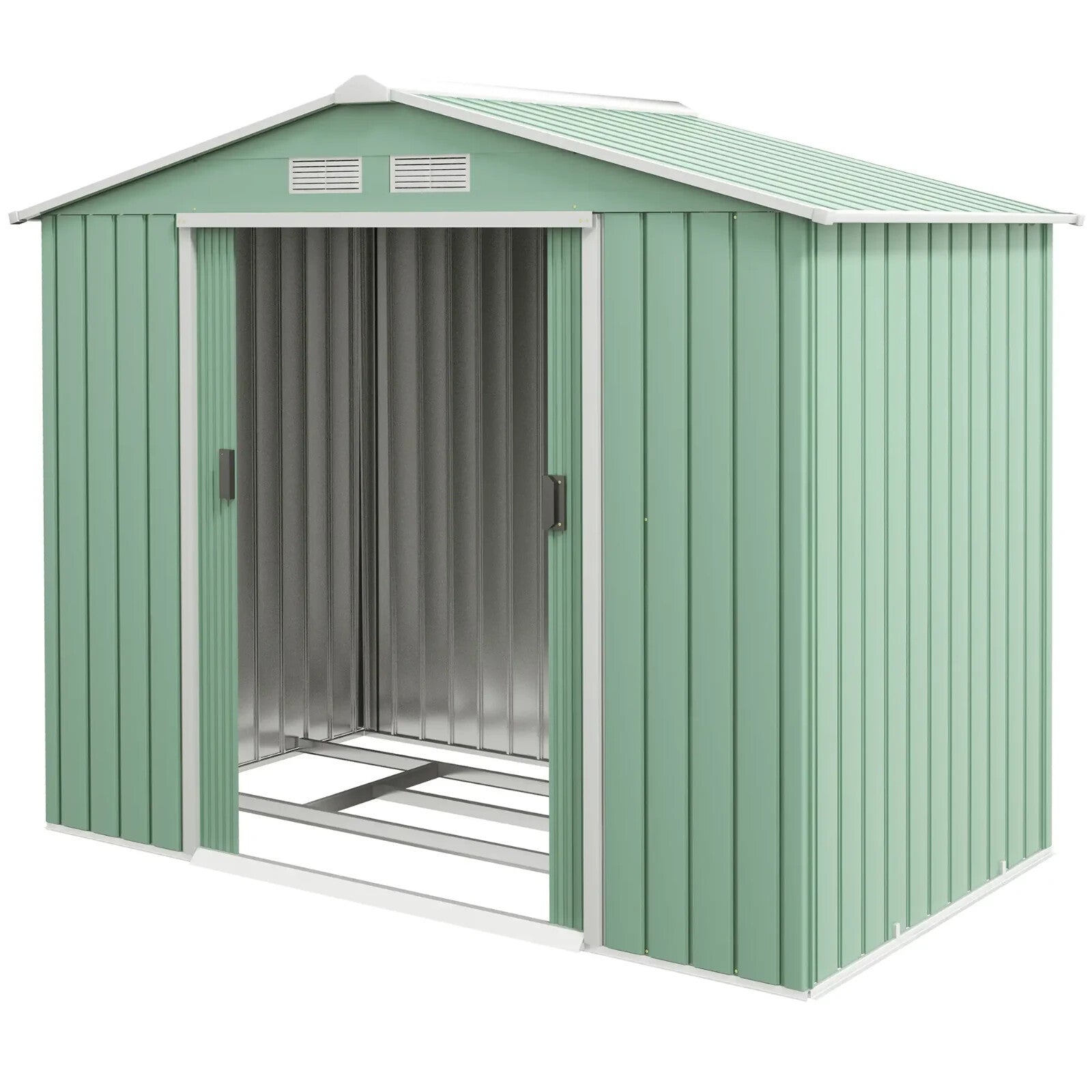 7ft x 4ft Metal Garden Storage Shed Lockable Outdoor Tool Shed with Roof & Base - Home and Garden Furniture Shop - rustic - furniture
