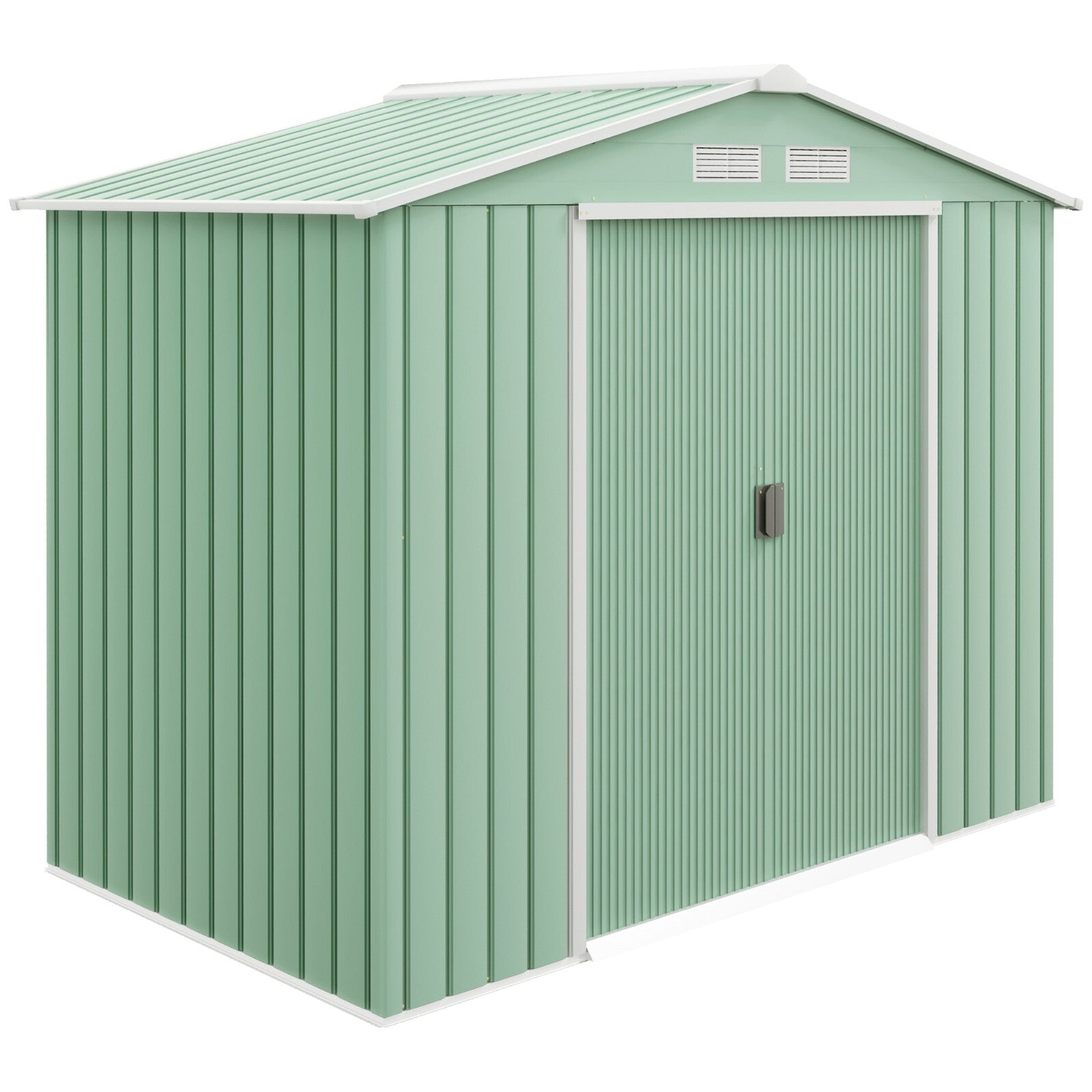 7ft x 4ft Metal Garden Storage Shed Lockable Outdoor Tool Shed with Roof & Base - Home and Garden Furniture Shop - rustic - furniture