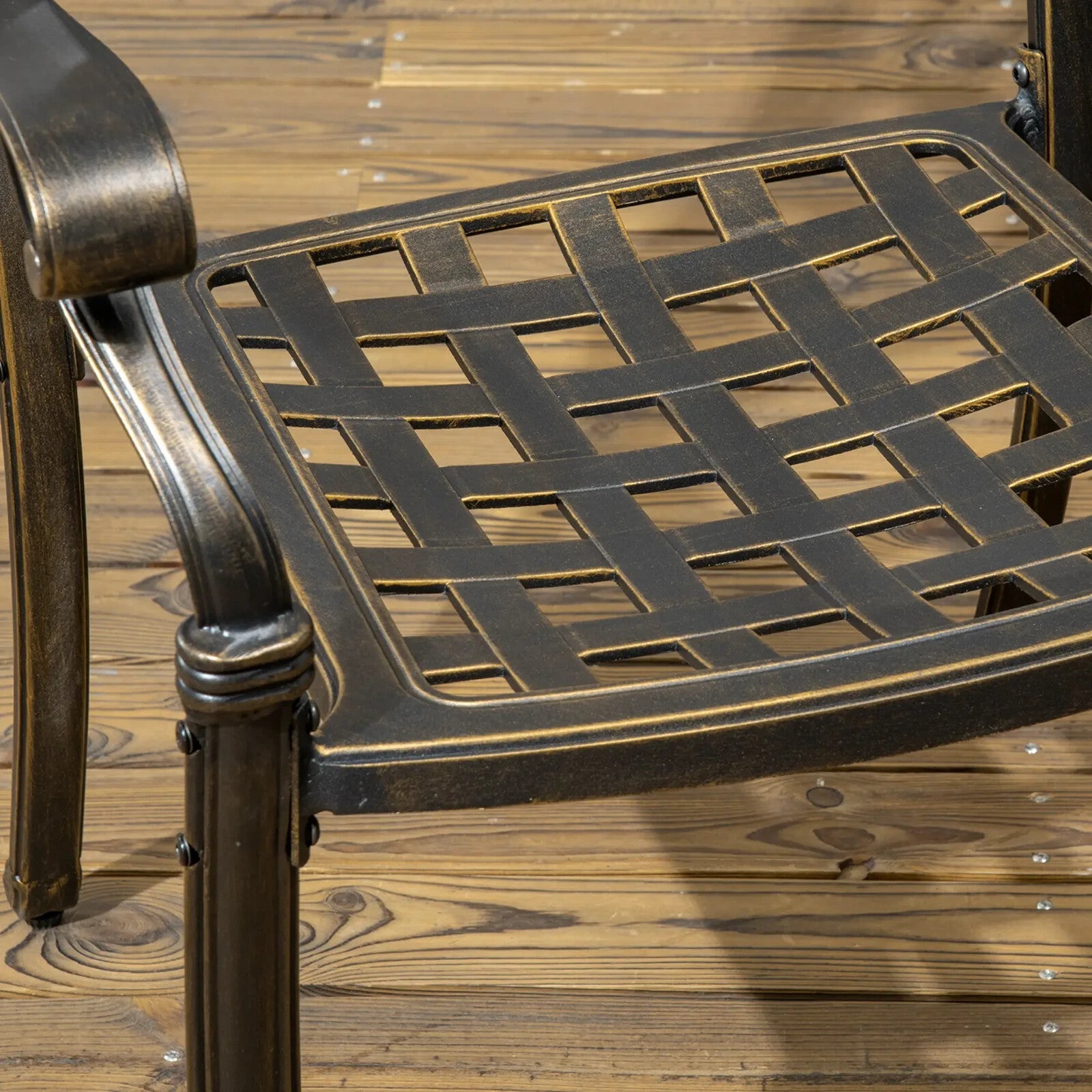 7pcs Cast Aluminium Garden Dining Set Cushioned Chairs & Table w/ Umbrella Hole - Home and Garden Furniture Shop - rustic - furniture