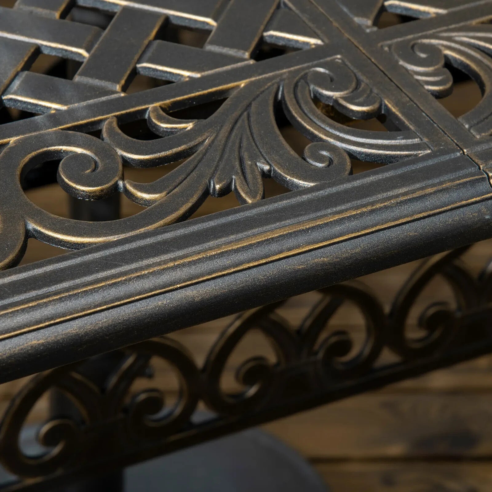 7pcs Cast Aluminium Garden Dining Set Cushioned Chairs & Table w/ Umbrella Hole - Home and Garden Furniture Shop - rustic - furniture