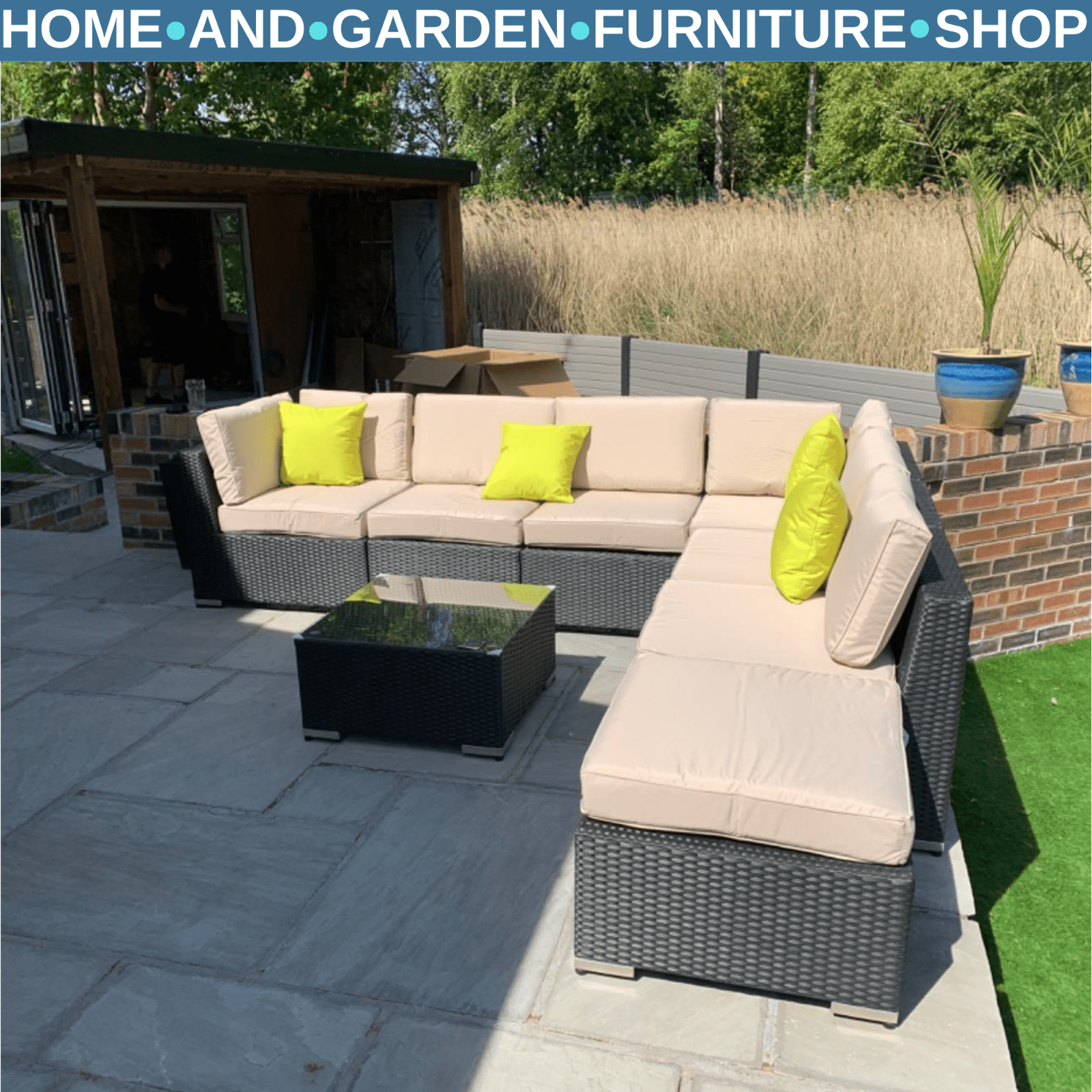 8 Pcs Rattan Garden Corner Sofa Set Outdoor Patio Furniture w/ Washable Cushions - Home and Garden Furniture Shop - rustic - furniture