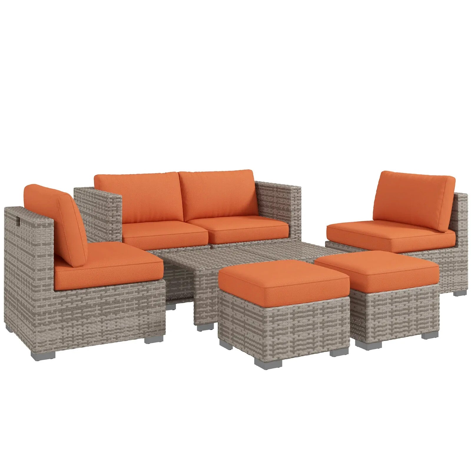 8 Piece Rattan Garden Furniture Set with Sofas Footstools & Coffee Table Outdoor - Home and Garden Furniture Shop - rustic - furniture