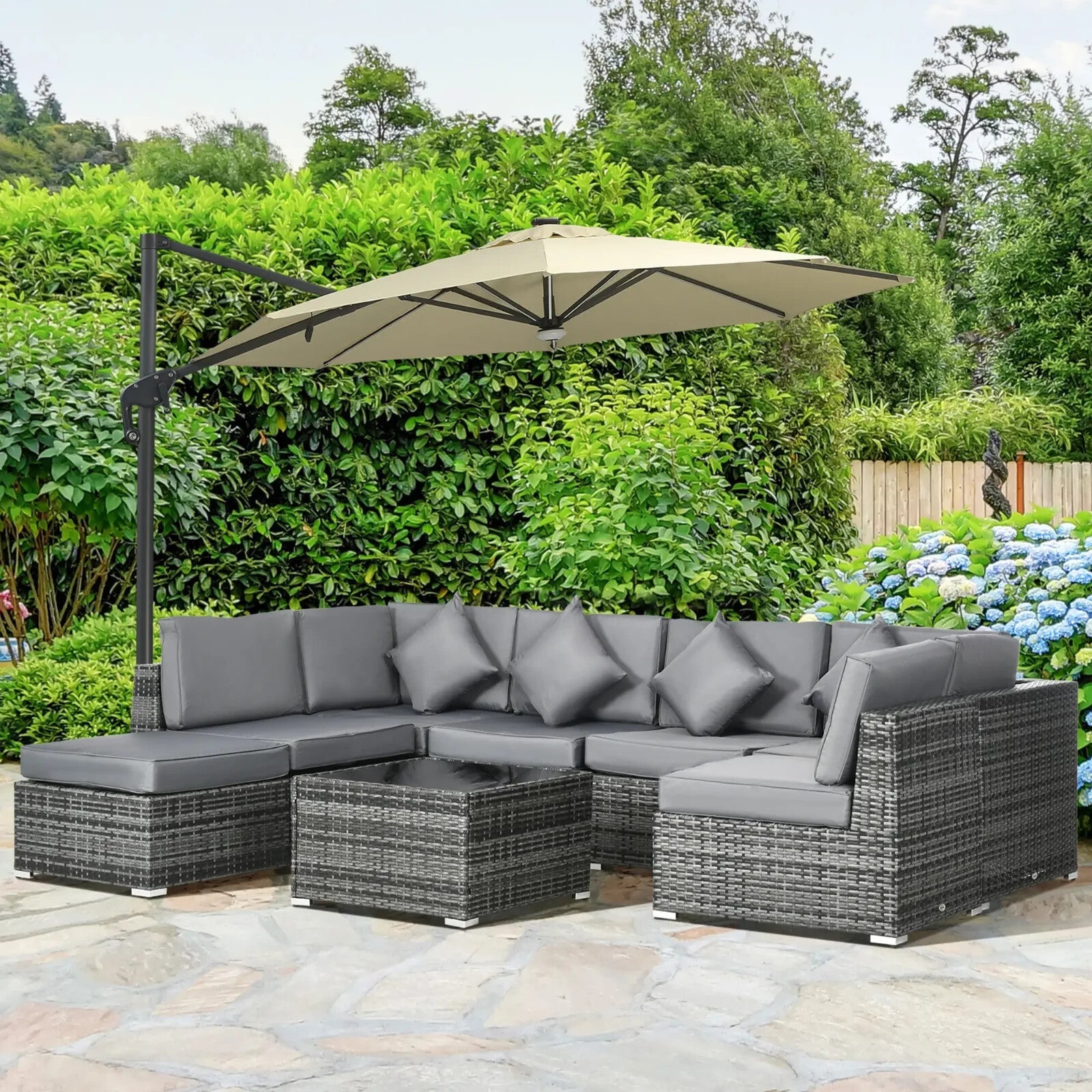 8 - Piece Rattan Garden Outdoor Patio Sofa Set with Cushion and Tempered Glass - Home and Garden Furniture Shop - rustic - furniture