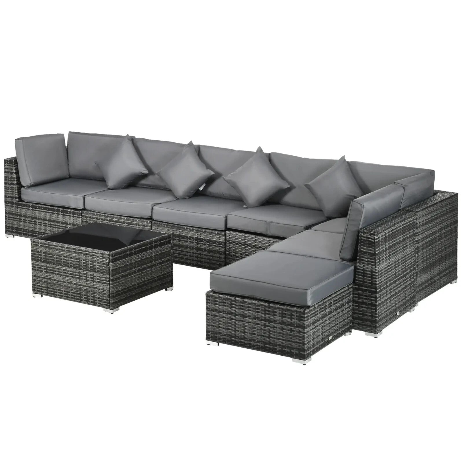 8 - Piece Rattan Garden Outdoor Patio Sofa Set with Cushion and Tempered Glass - Home and Garden Furniture Shop - rustic - furniture