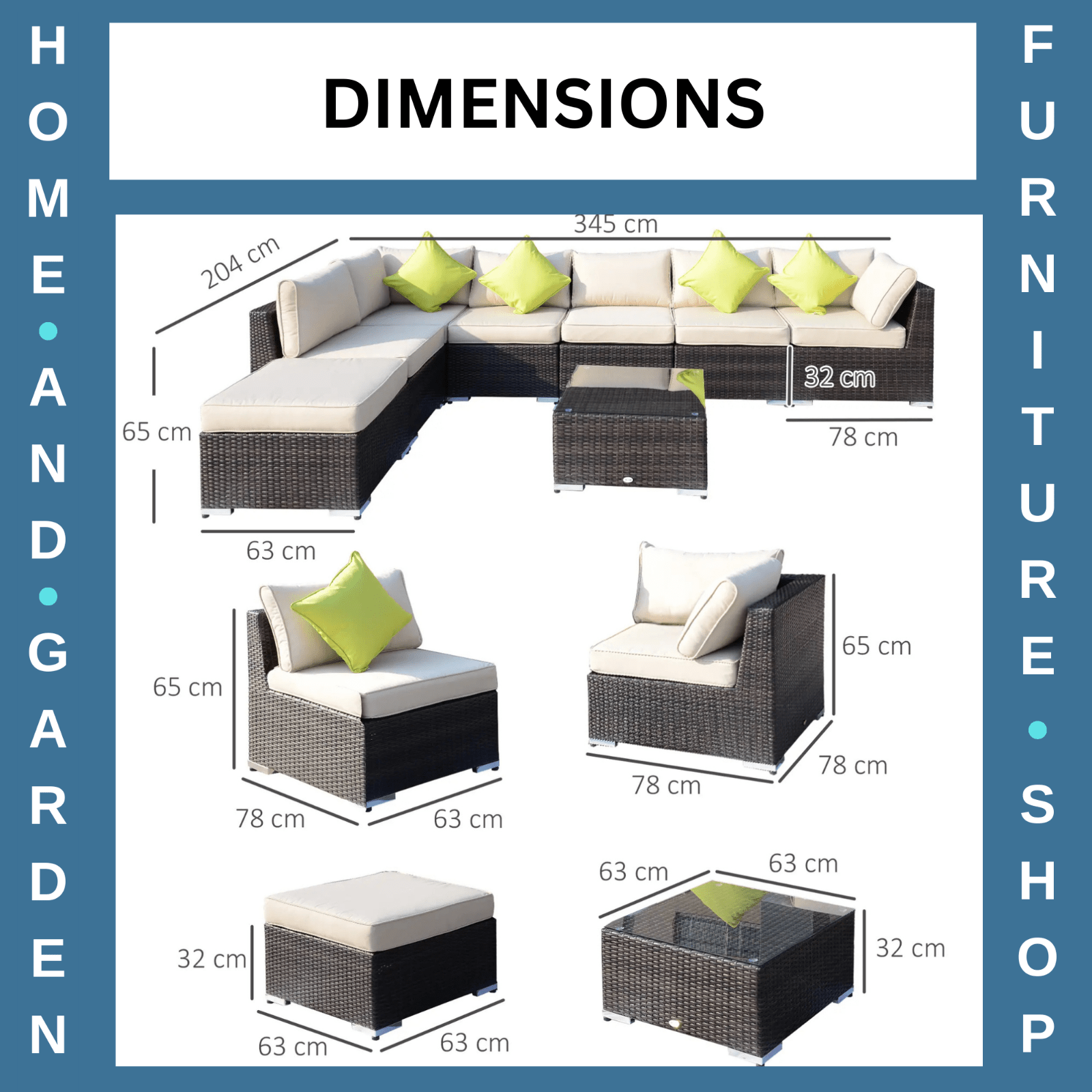 8 Piece Rattan Garden Sofa Set Outdoor Lounge Furniture with Table and Cushions - Home and Garden Furniture Shop - rustic - furniture