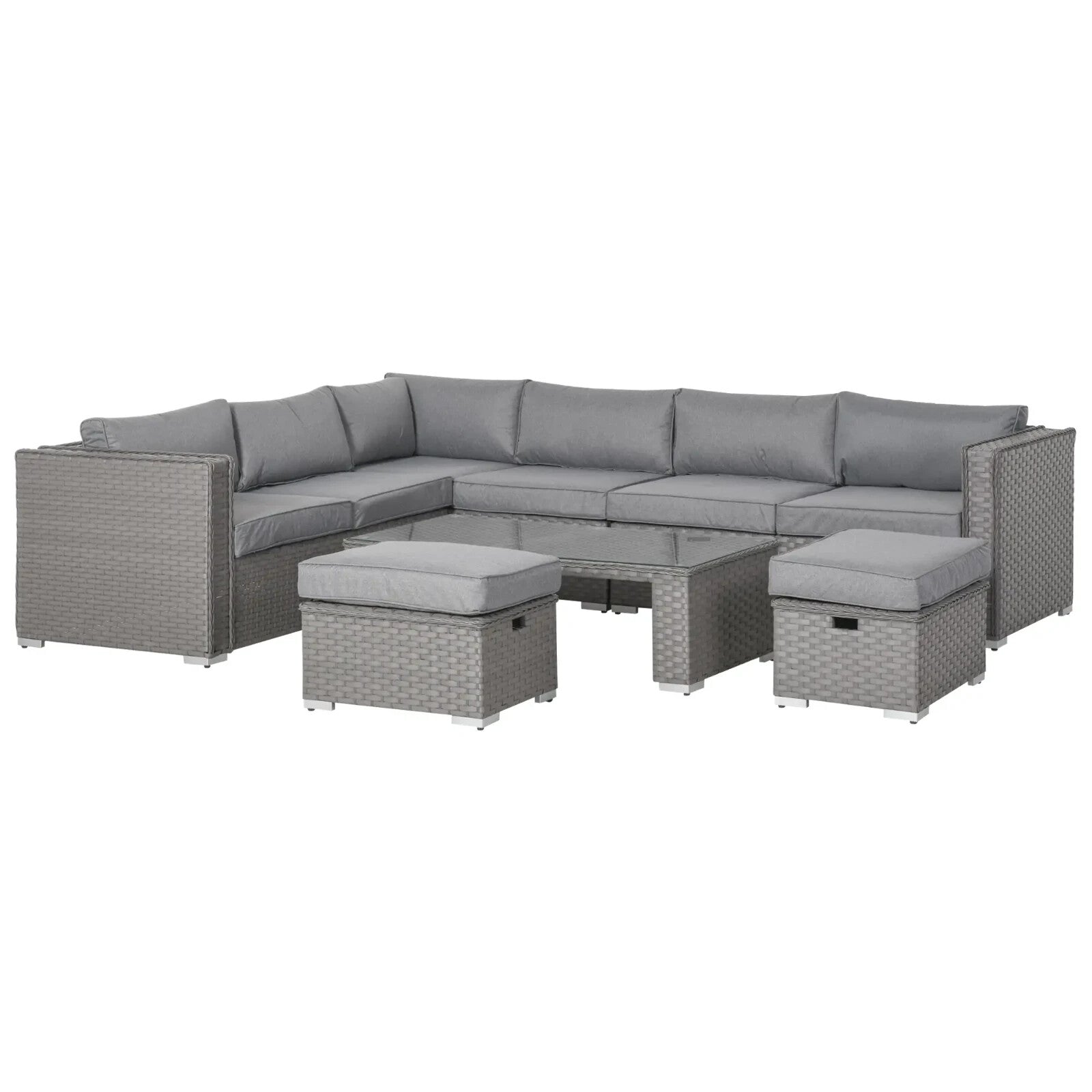 8 Seater Rattan Corner Sofa Set Outdoor Garden Furniture Cushion Coffee Table - Home and Garden Furniture Shop - rustic - furniture