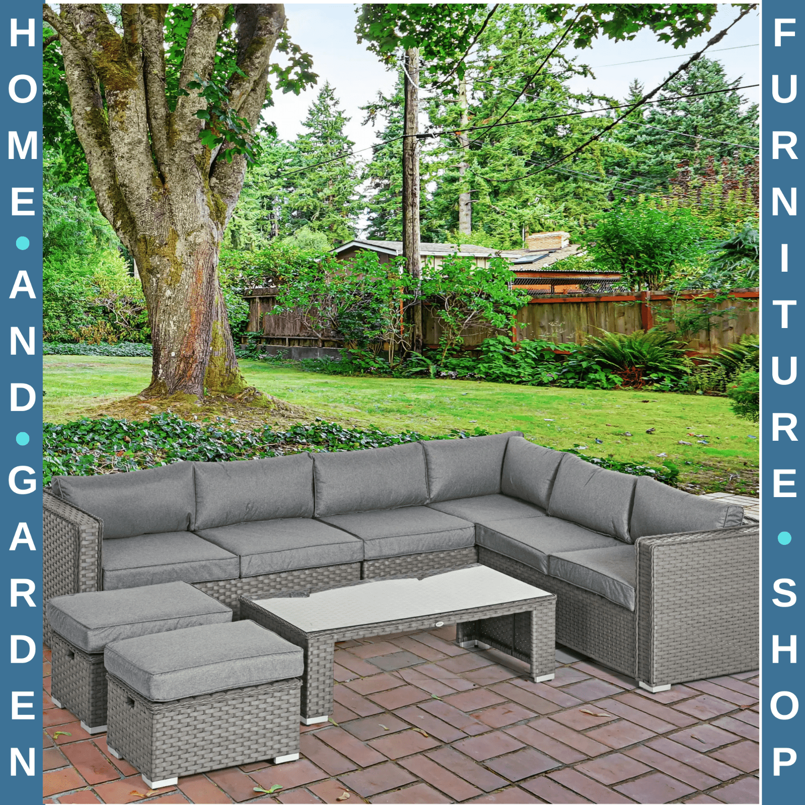 8 Seater Rattan Corner Sofa Set Outdoor Garden Furniture Cushion Coffee Table - Home and Garden Furniture Shop - rustic - furniture