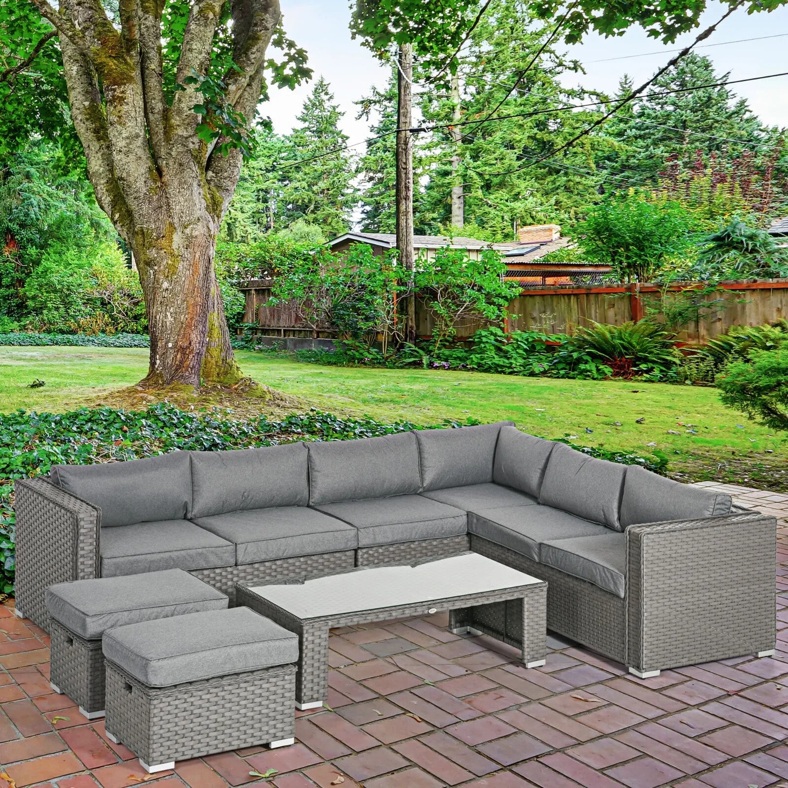 8 Seater Rattan Corner Sofa Set Outdoor Garden Furniture Cushion Coffee Table - Home and Garden Furniture Shop - rustic - furniture