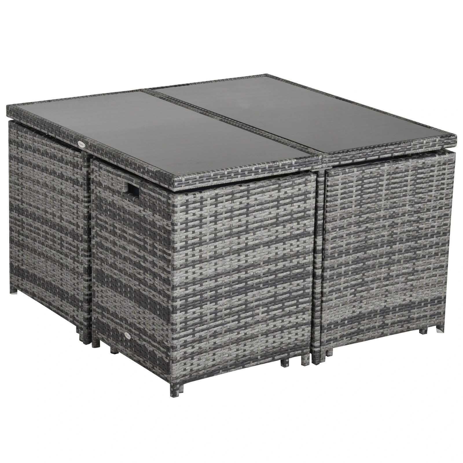 8 - Seater Rattan Dining Set Garden Furniture with Cushion Woven Rattan Chair Grey - Home and Garden Furniture Shop - rustic - furniture