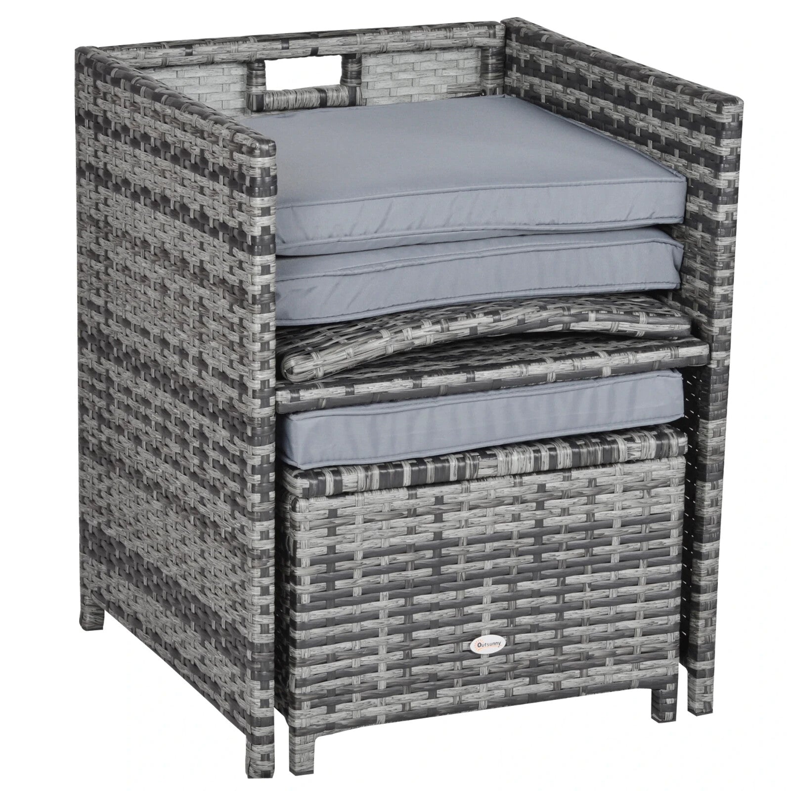 8 - Seater Rattan Dining Set Garden Furniture with Cushion Woven Rattan Chair Grey - Home and Garden Furniture Shop - rustic - furniture