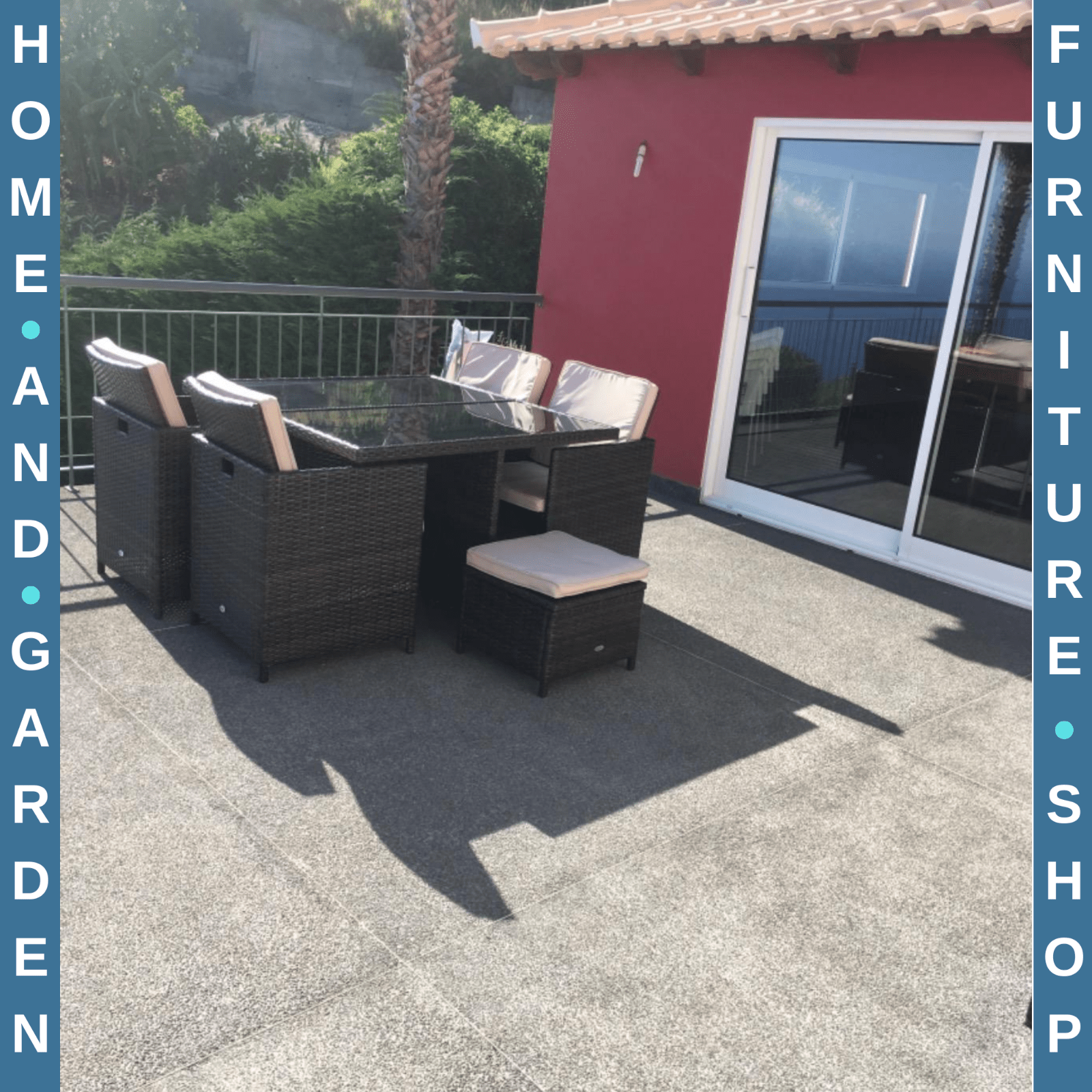 8 Seater Rattan Garden Dining Set with 4 Armchairs 4 Stools and Glass Top Table - Home and Garden Furniture Shop - rustic - furniture