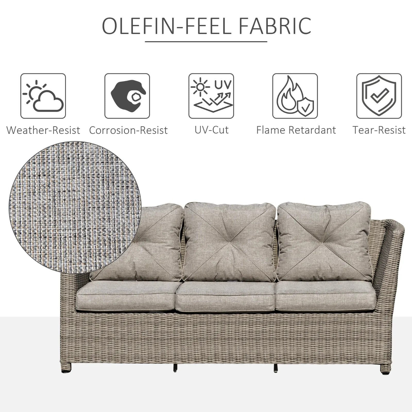 8 - Seater Rattan Garden Furniture Set w/ L - Shape Sofa, Footstool & Fire Pit Table - Home and Garden Furniture Shop - rustic - furniture