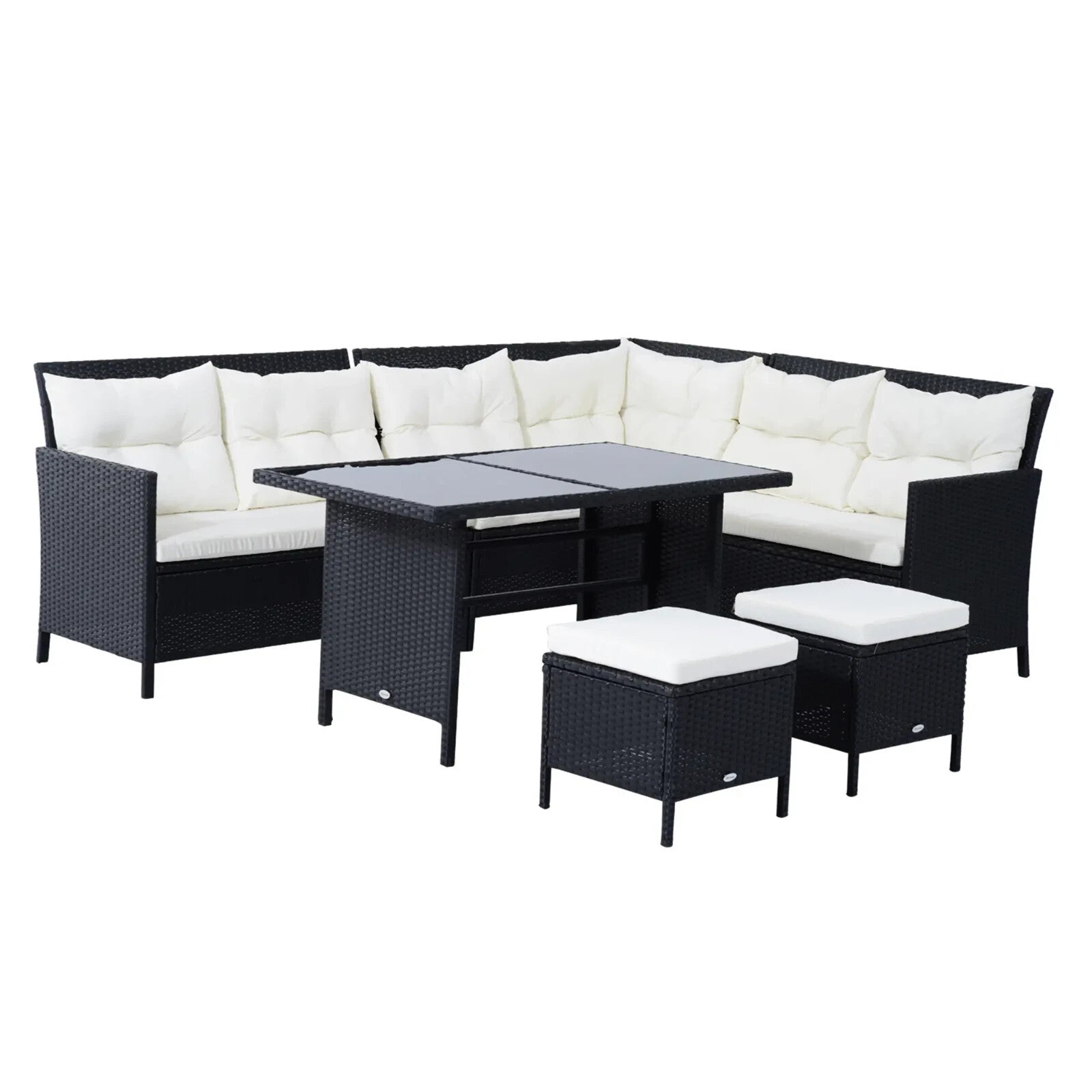 8 Seater Rattan Sofa Set Outdoor Garden Patio Furniture Dining Seating Black Set - Home and Garden Furniture Shop - rustic - furniture