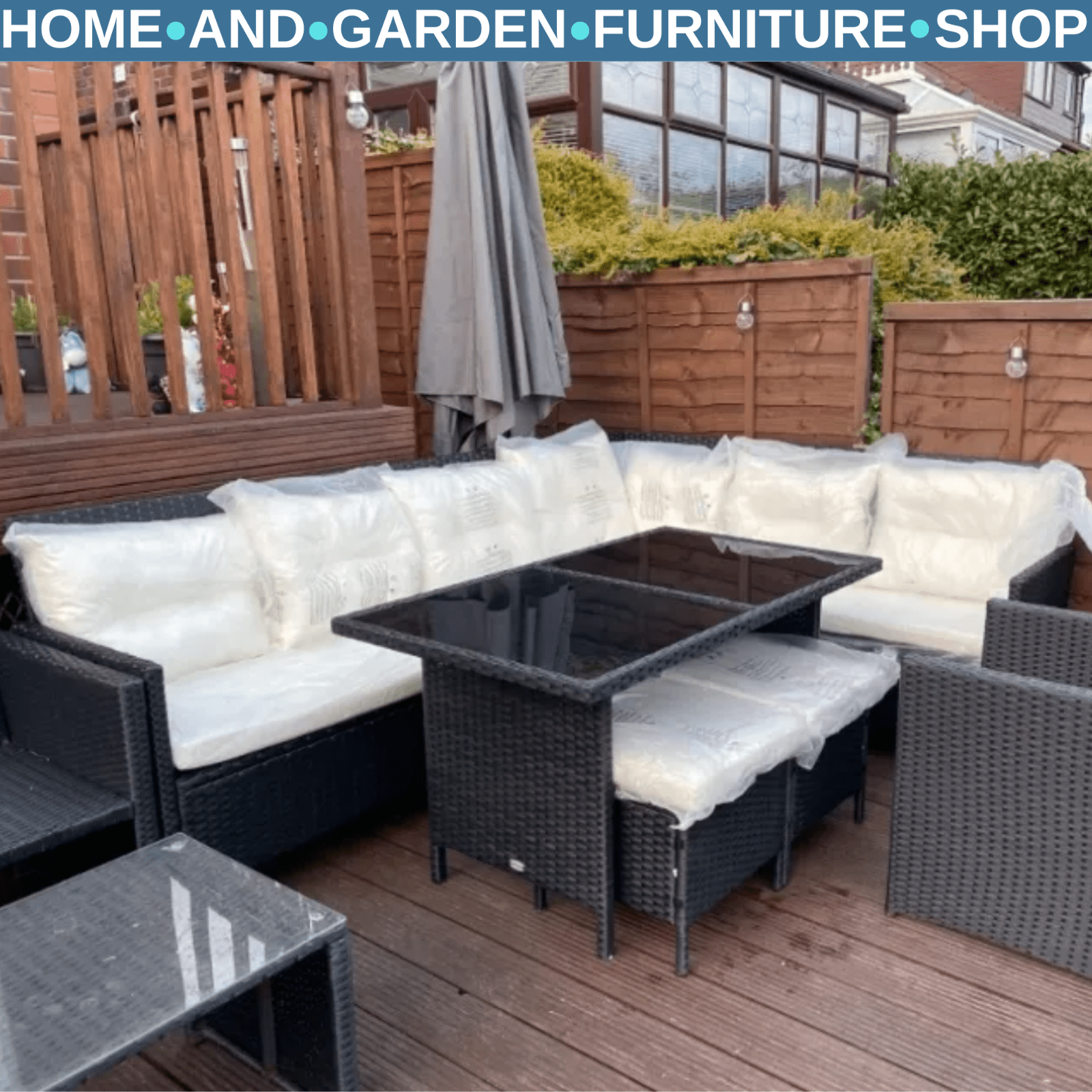 8 Seater Rattan Sofa Set Outdoor Garden Patio Furniture Dining Seating Black Set - Home and Garden Furniture Shop - rustic - furniture