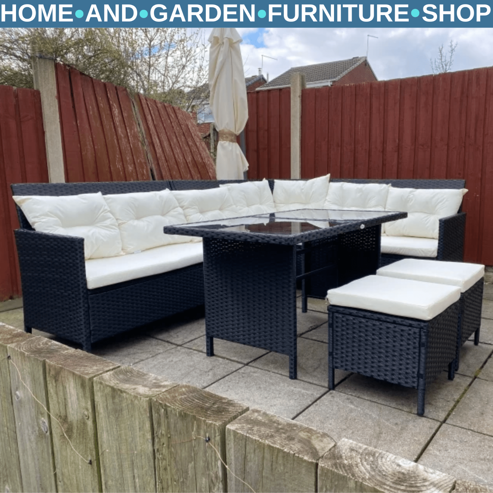 8 Seater Rattan Sofa Set Outdoor Garden Patio Furniture Dining Seating Black Set - Home and Garden Furniture Shop - rustic - furniture