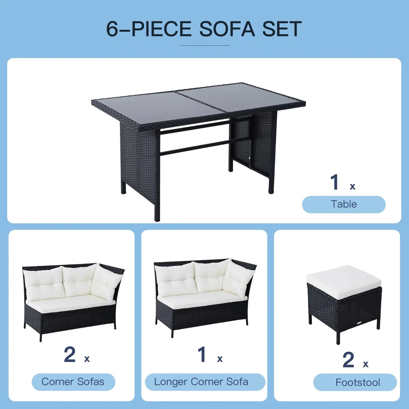 8 Seater Rattan Sofa Set Outdoor Garden Patio Furniture Dining Seating Black Set - Home and Garden Furniture Shop - rustic - furniture