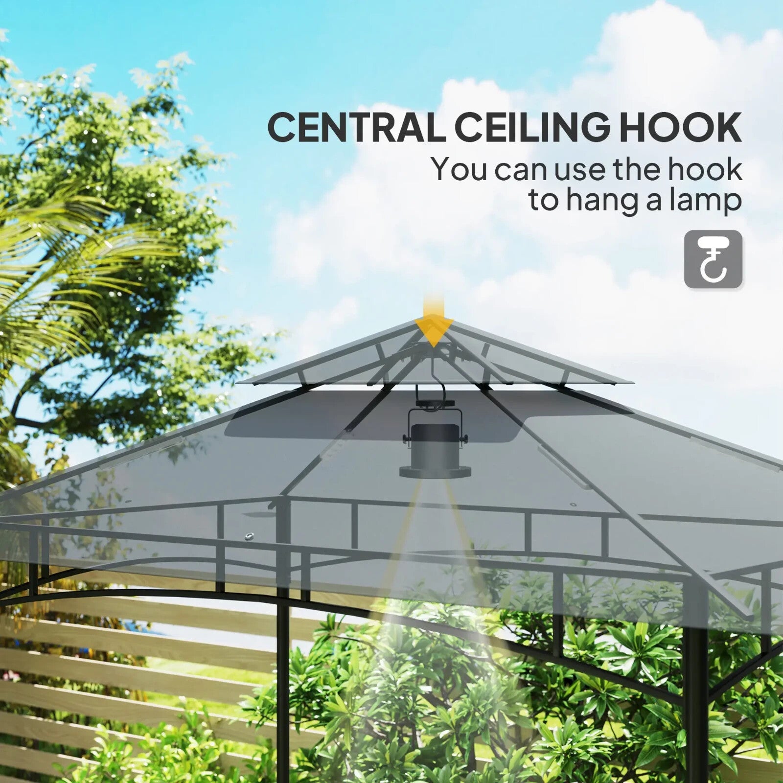 8 x 5' Grill Gazebo Roof Double Tiered Outdoor BBQ Shelter Dark Grey Patio Cover - Home and Garden Furniture Shop - rustic - furniture