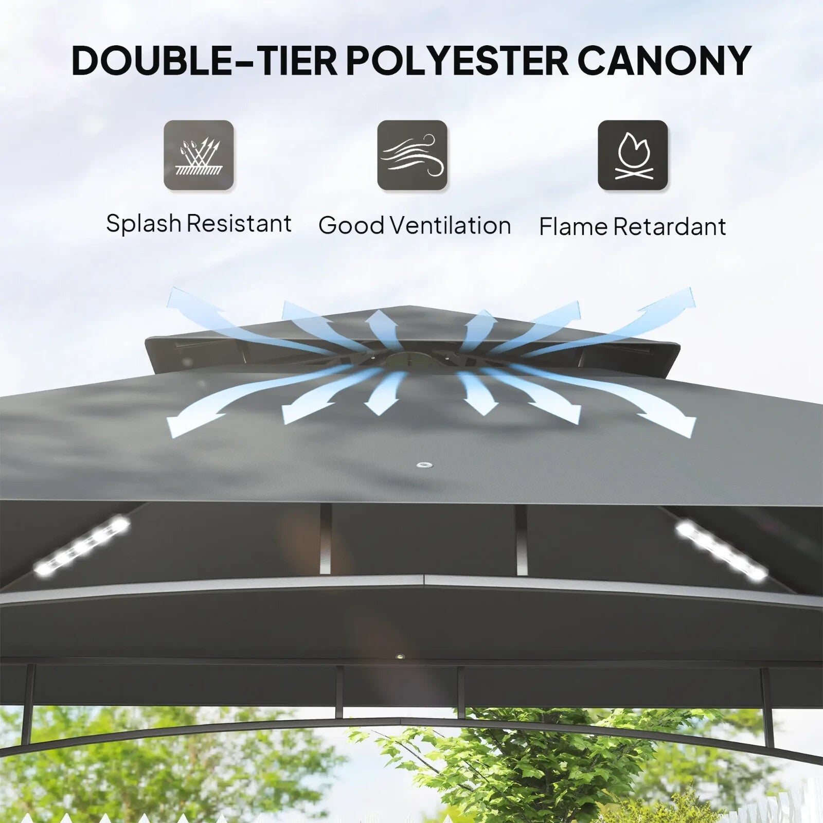 8 x 5' Grill Gazebo Roof Double Tiered Outdoor BBQ Shelter Dark Grey Patio Cover - Home and Garden Furniture Shop - rustic - furniture