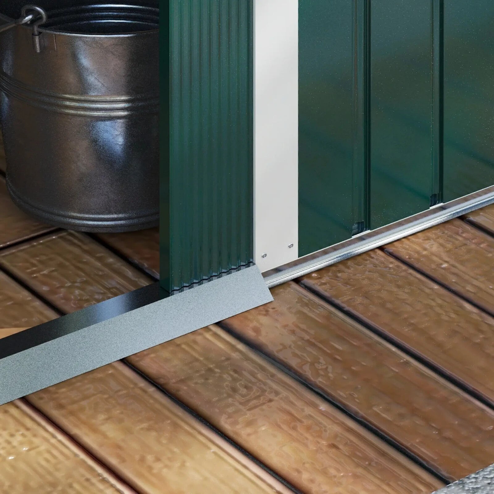 8 x 6ft Metal Garden Storage Shed Double Sliding Door Outdoor Utility Shed Green - Home and Garden Furniture Shop - rustic - furniture