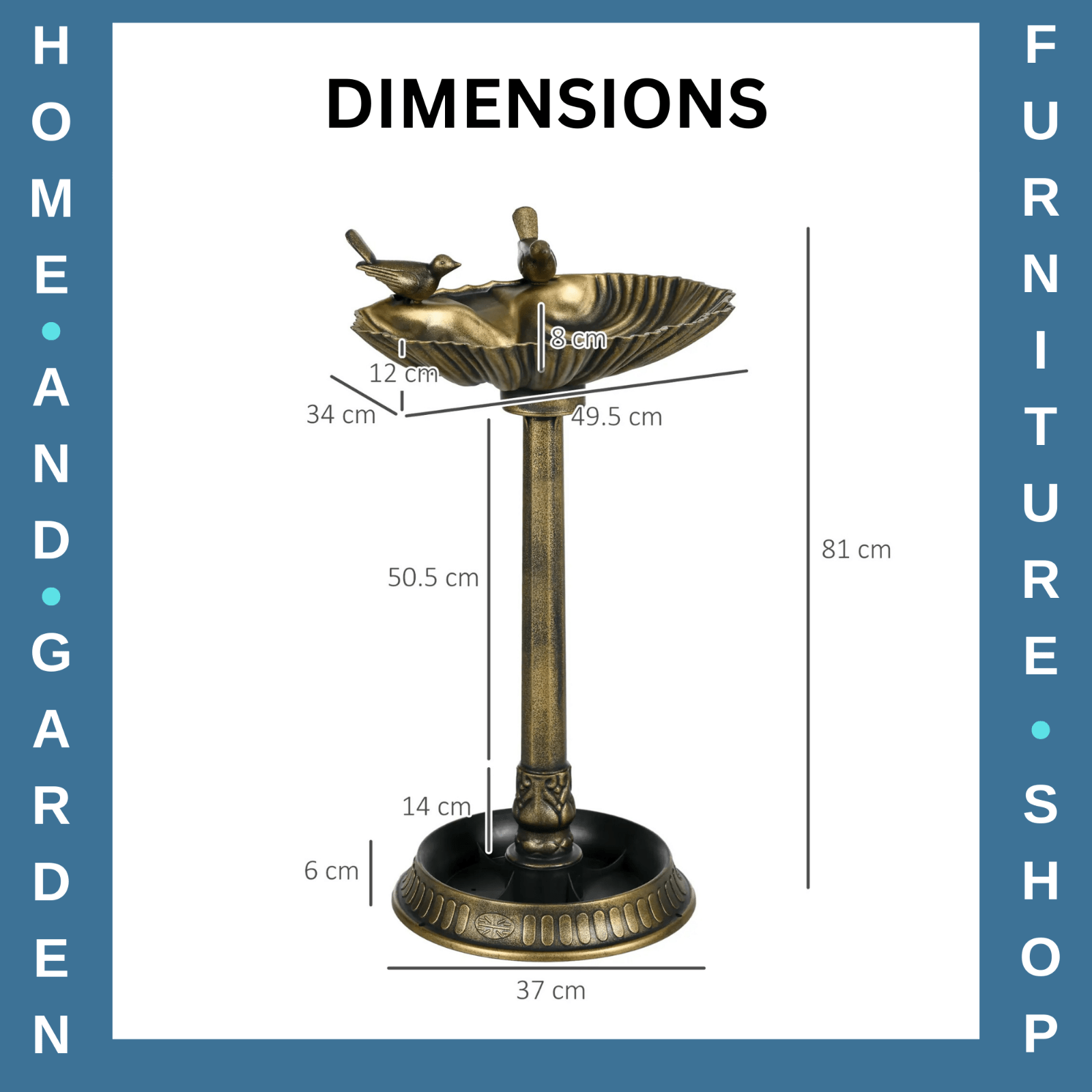 81cm Tall Garden Vintage Style Birdbath with Two Decorative Birds - Bronze Tone - Home and Garden Furniture Shop - rustic - furniture
