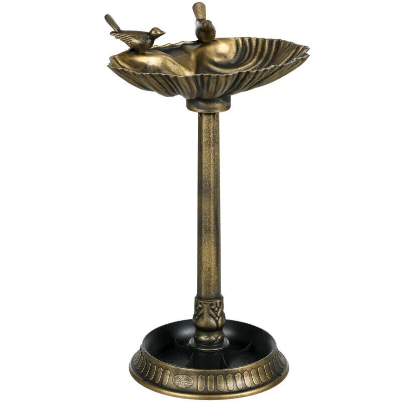 81cm Tall Garden Vintage Style Birdbath with Two Decorative Birds - Bronze Tone - Home and Garden Furniture Shop - #rustic - furniture#