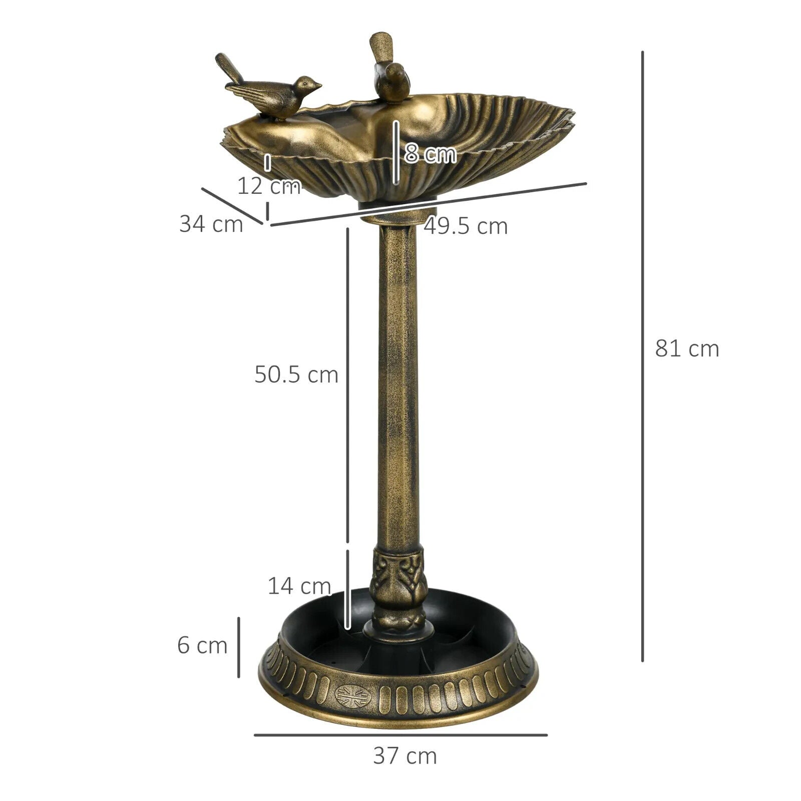 81cm Tall Garden Vintage Style Birdbath with Two Decorative Birds - Bronze Tone - Home and Garden Furniture Shop - #rustic - furniture#