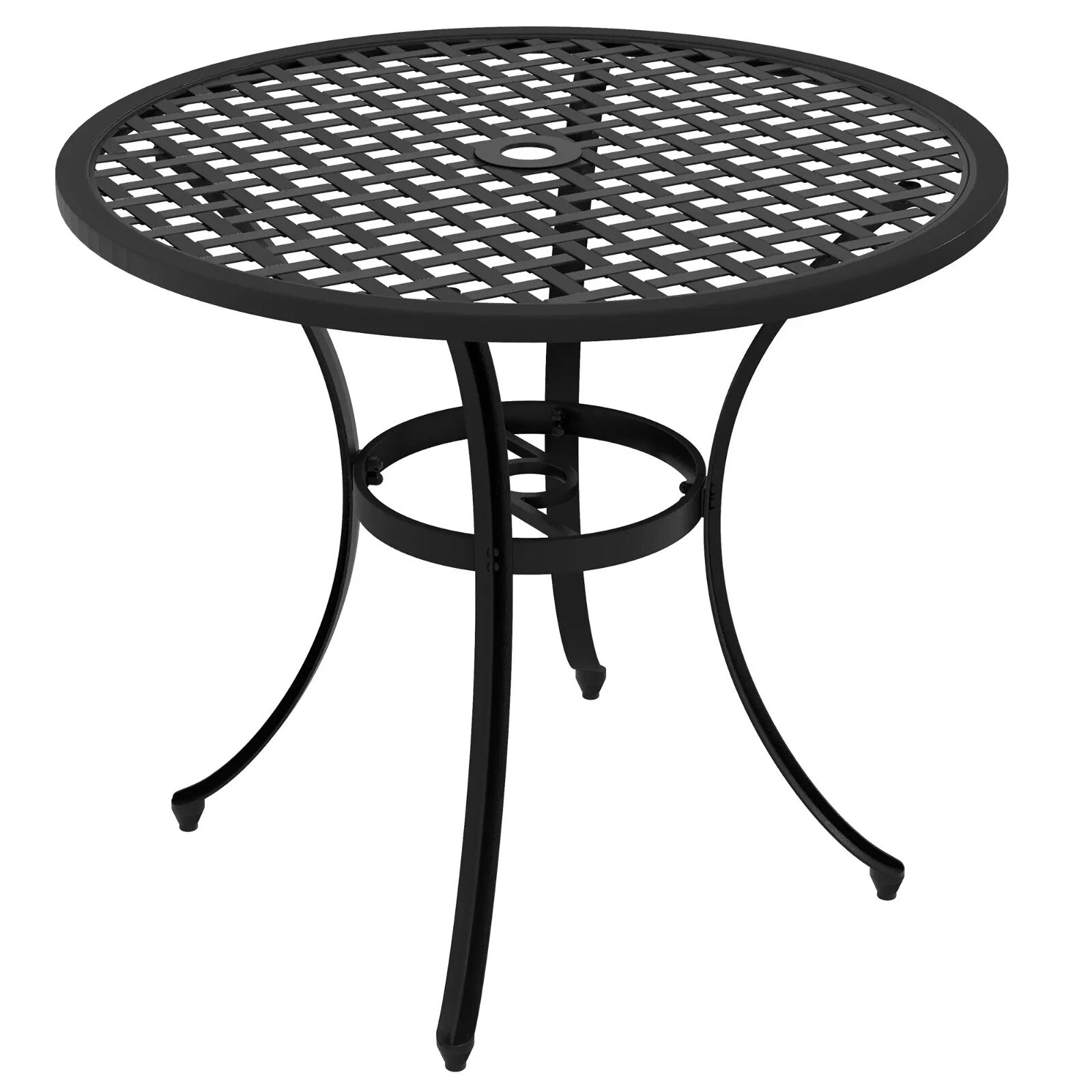 85cm Cast Aluminium Round Bistro Table w/ Umbrella Hole Garden Patio Outdoor Use - Home and Garden Furniture Shop - rustic - furniture