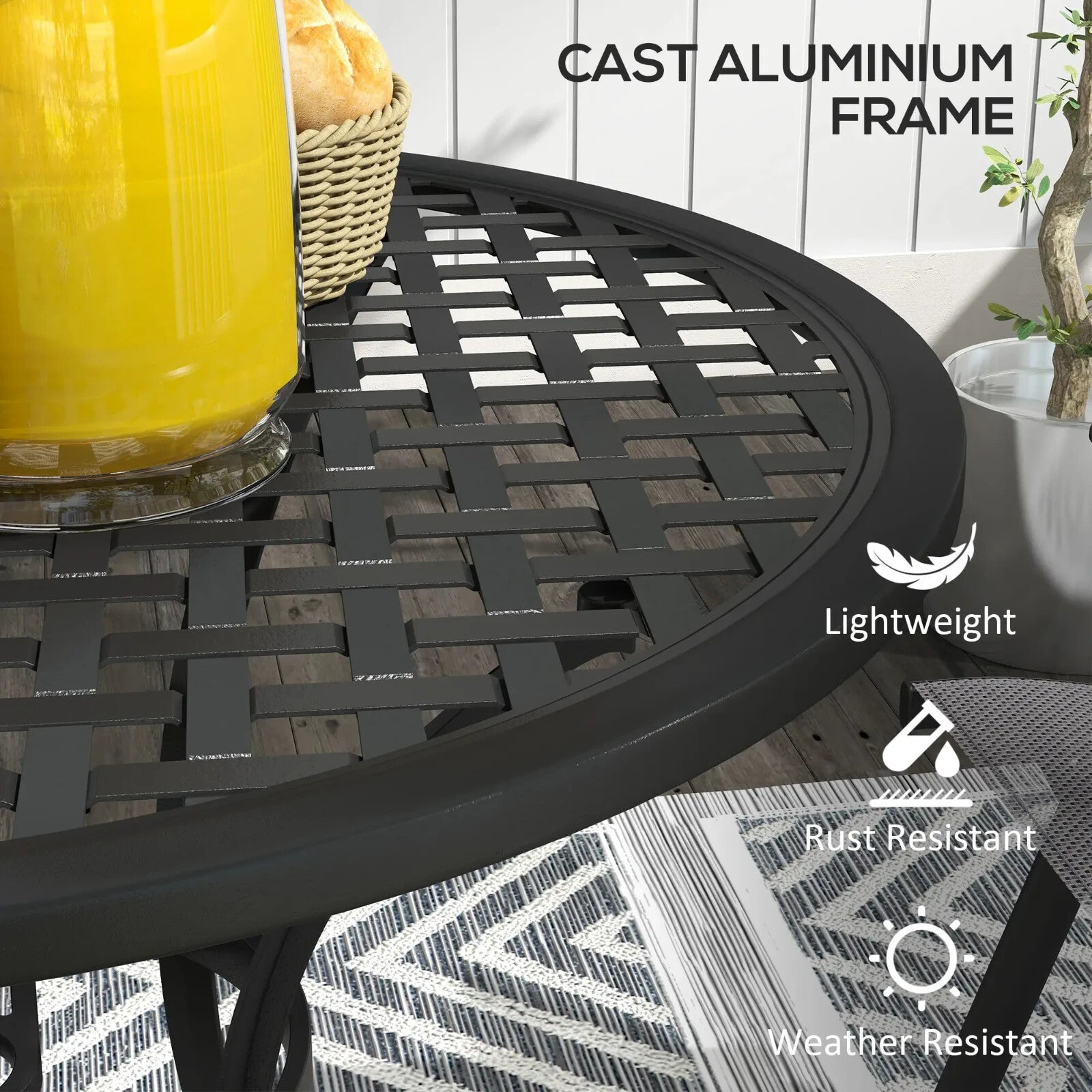 85cm Cast Aluminium Round Bistro Table w/ Umbrella Hole Garden Patio Outdoor Use - Home and Garden Furniture Shop - rustic - furniture