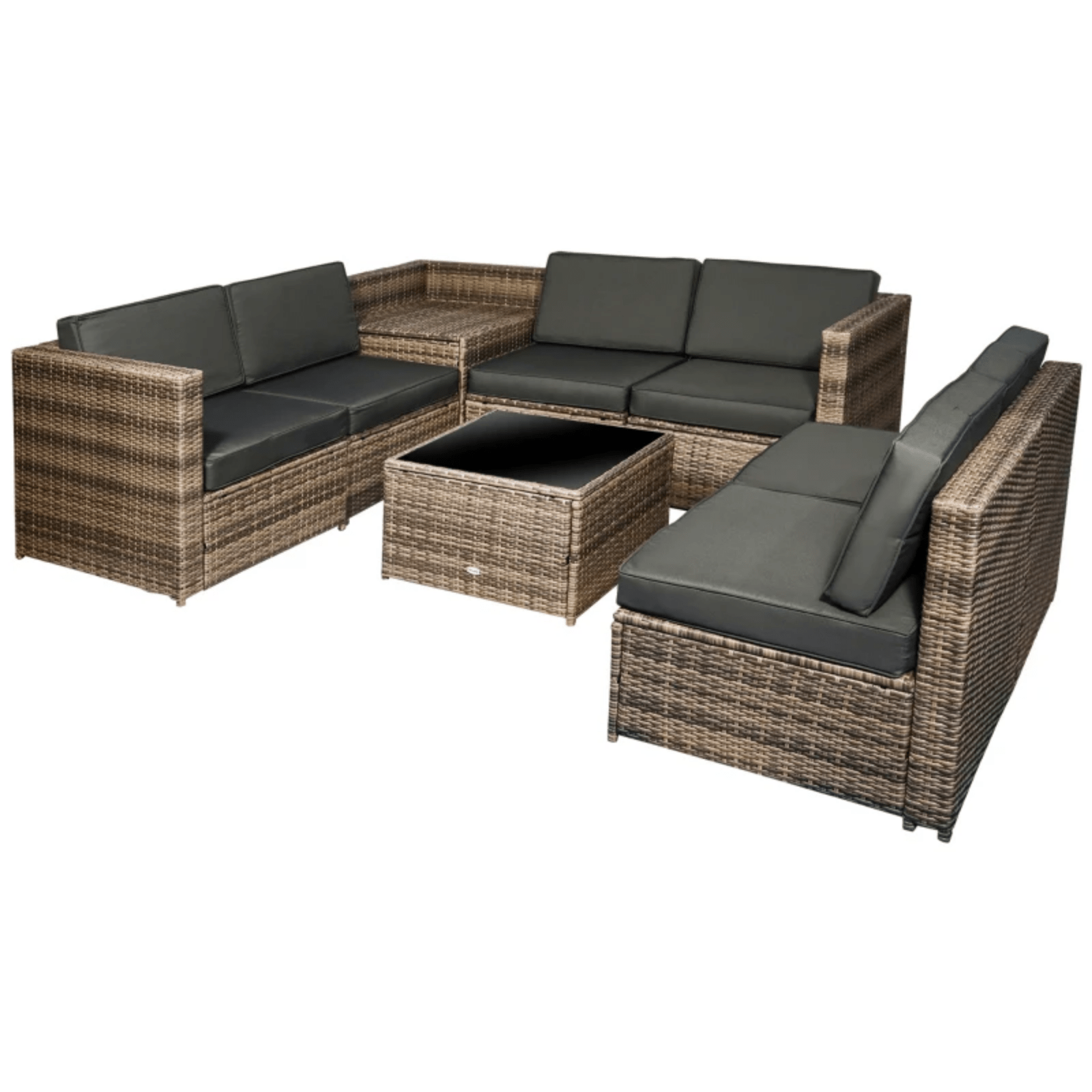 8Pcs Patio Rattan Corner Sofa Set Garden Furniture Side Table Cushion 6 Seater - Home and Garden Furniture Shop - #rustic - furniture#