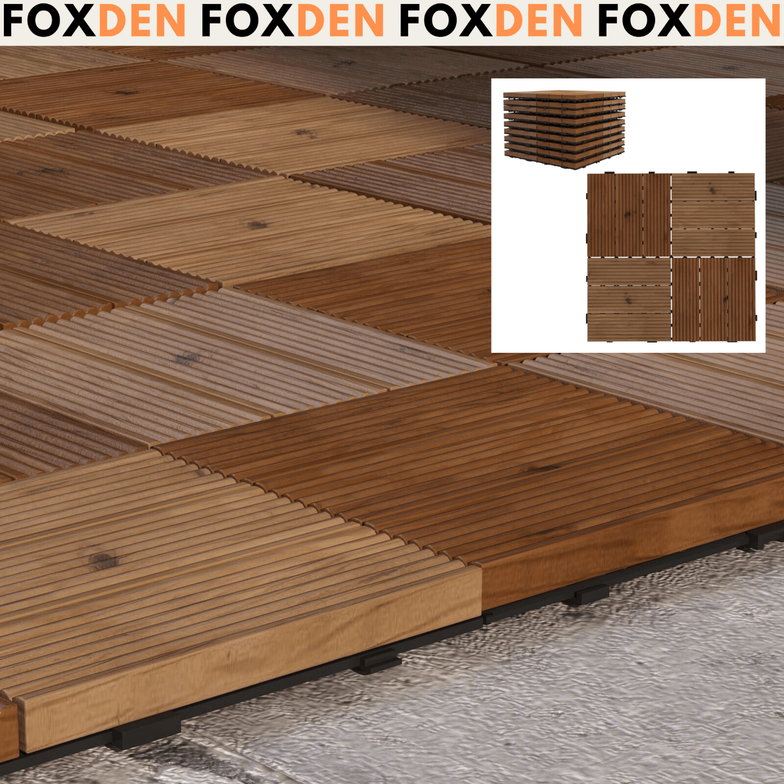 9 Brown Outdoor Interlocking Flooring Tiles Patio Balcony Hot Tub Floor Panels - Home and Garden Furniture Shop - #rustic - furniture#