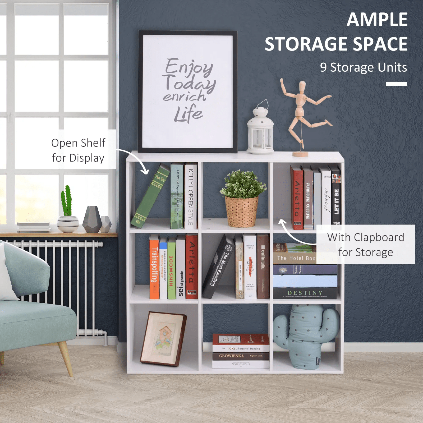 9 Cube Bookcase Cabinet Storage Shelving Unit Rack Open Cupboard Display Shelves - Home and Garden Furniture Shop - #rustic - furniture#