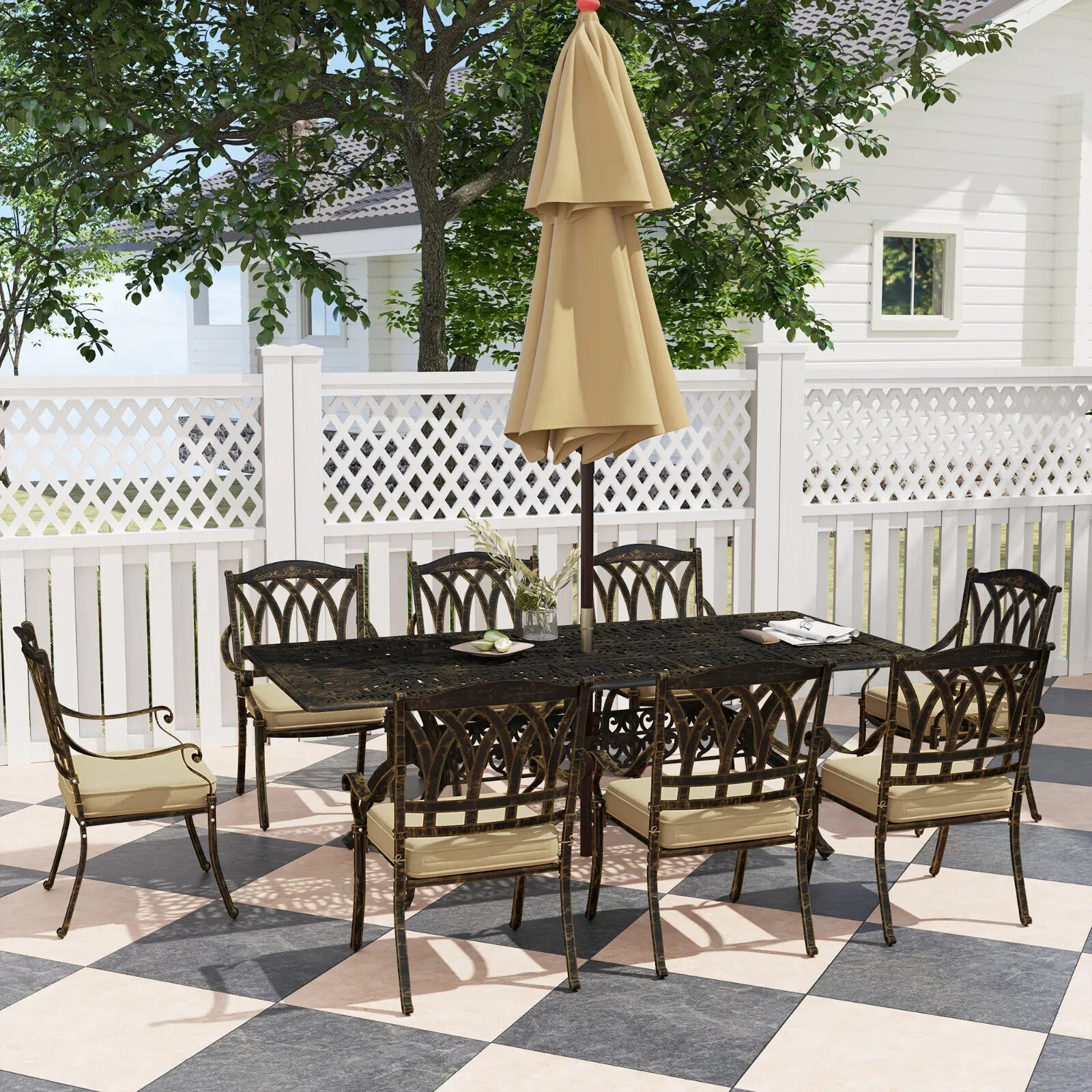 9 Piece Cast Aluminium Garden Dining Set Outdoor Table & Chairs Patio Furniture - Home and Garden Furniture Shop - rustic - furniture