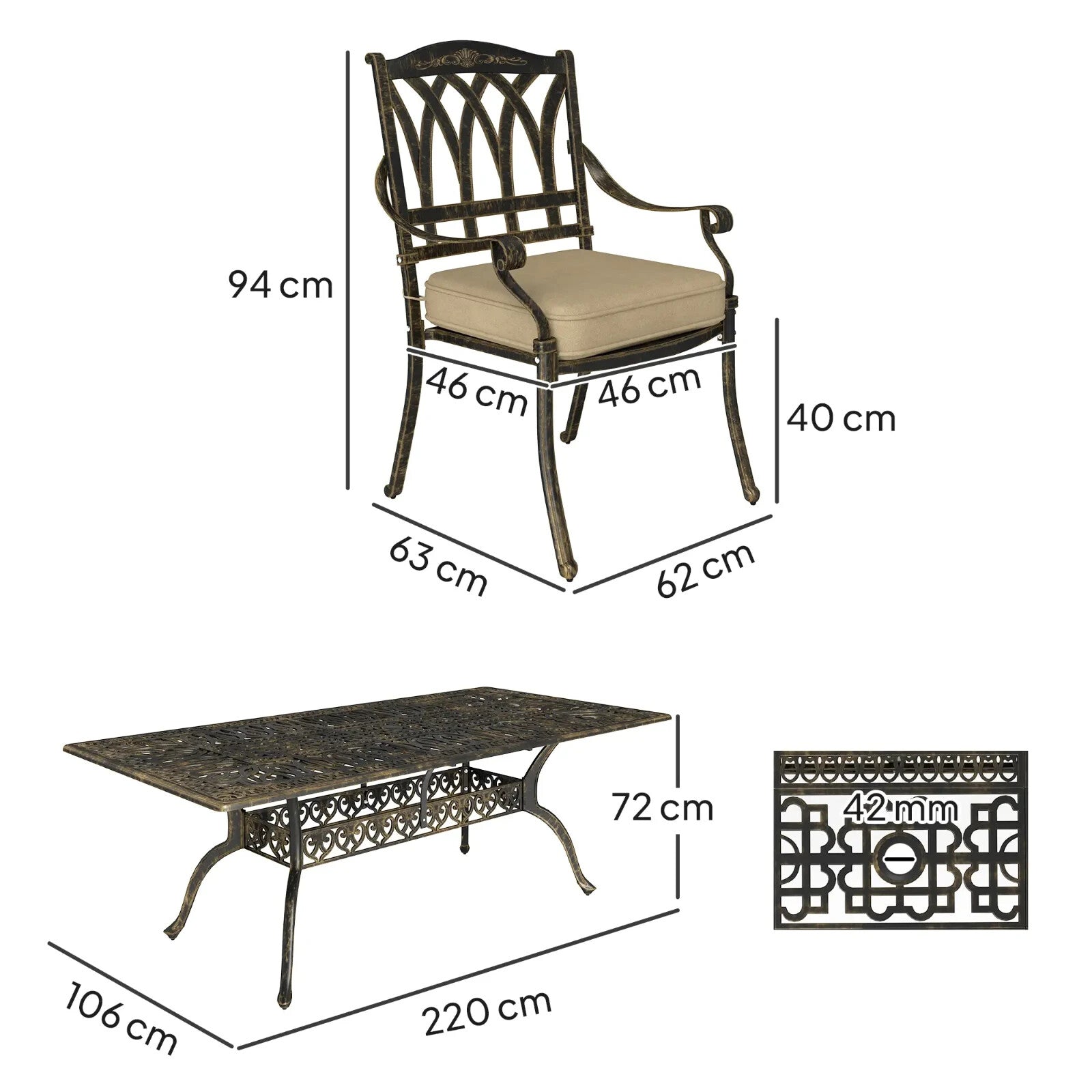 9 Piece Cast Aluminium Garden Dining Set Outdoor Table & Chairs Patio Furniture - Home and Garden Furniture Shop - rustic - furniture