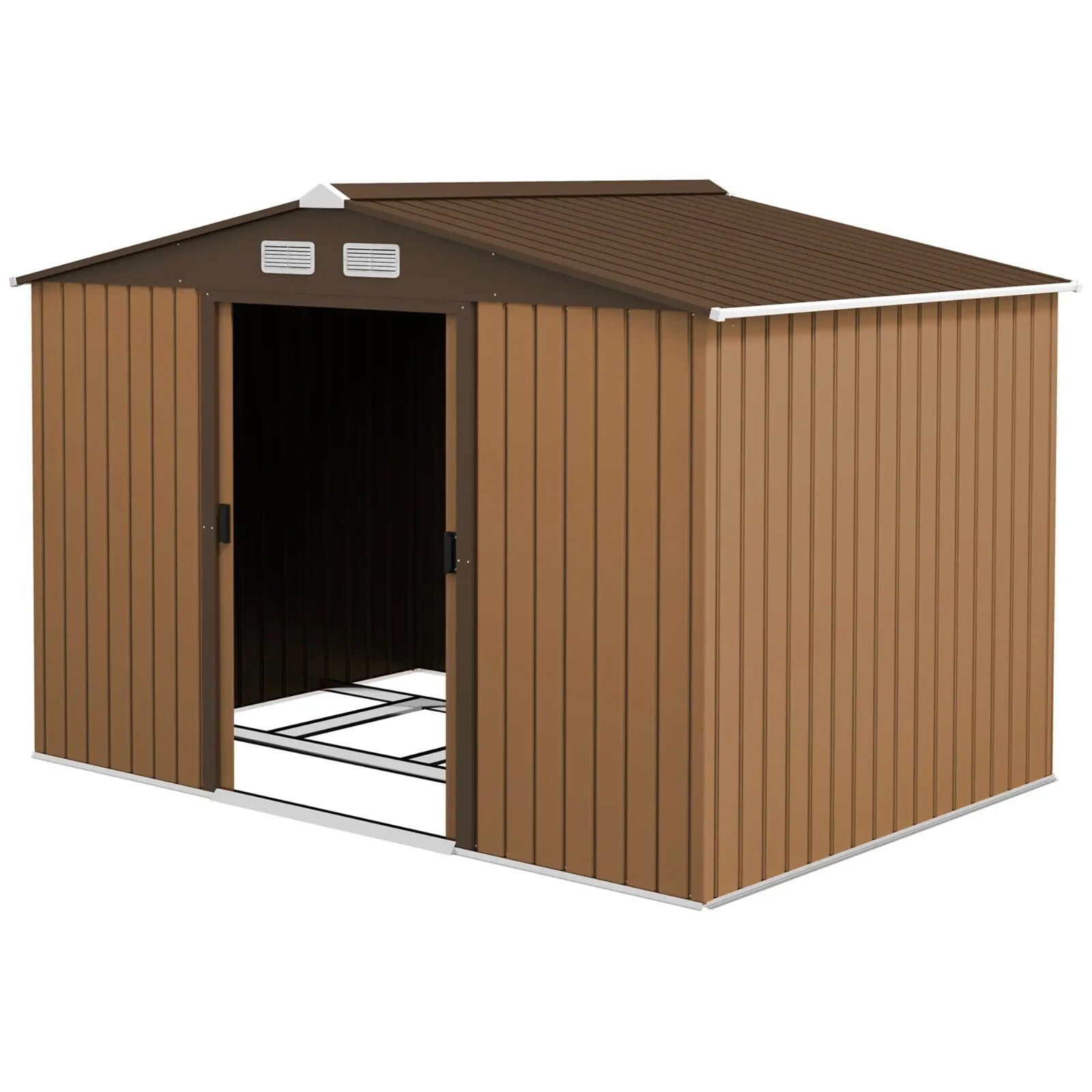 9 x 6FT Galvanised Steel Garden Storage Shed with Foundation Kit Metal Tool Shed - Home and Garden Furniture Shop - rustic - furniture
